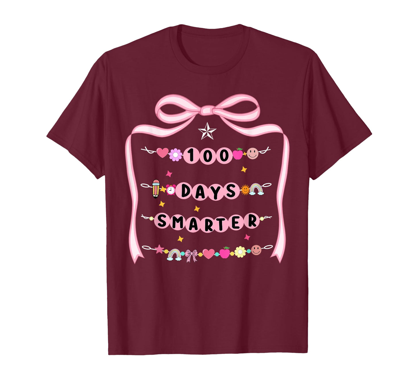 100 Days of School 100 Days Smarter Coquette Bow Girls Boys T-Shirt