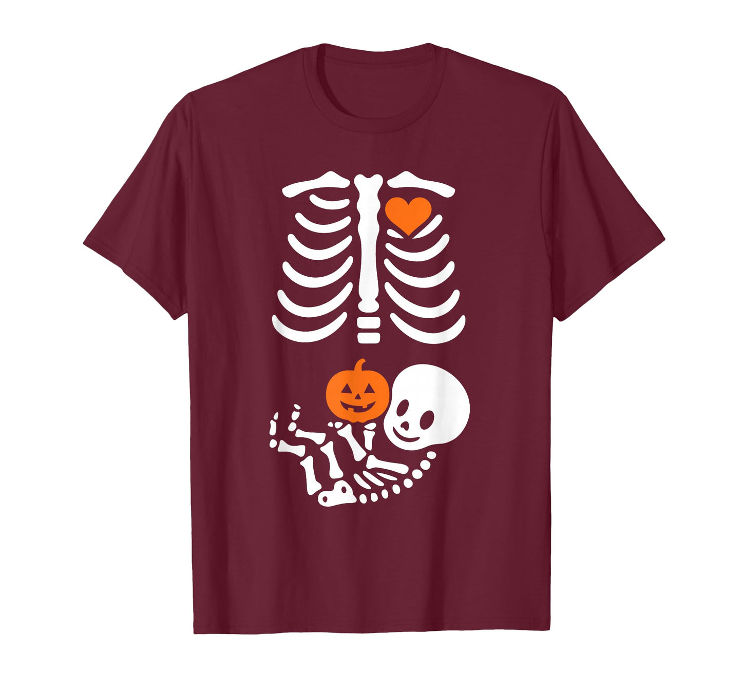 Pregnant Skeleton Baby Bump Funny Halloween Tee T-Shirt