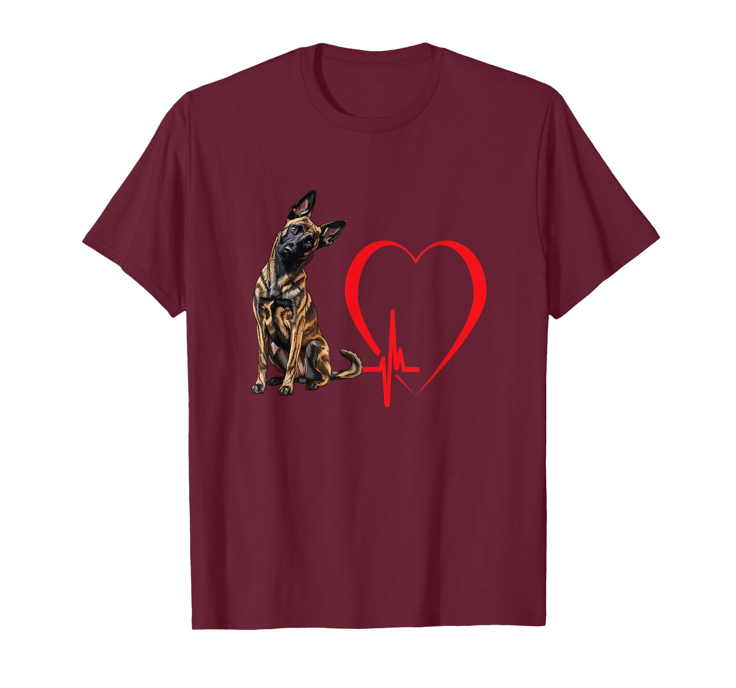 Dutch Shepherd Heartbeat EKG Funny Dog Owner Art T-Shirt
