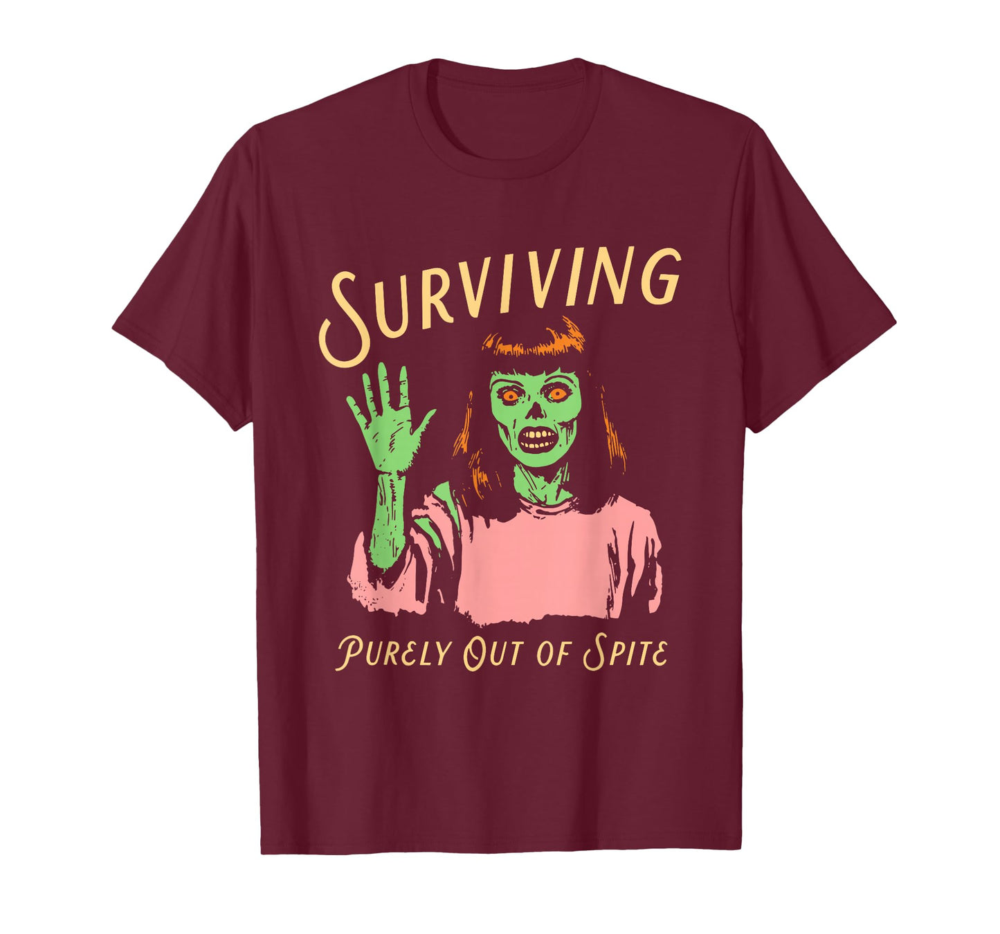 Surviving Purely Out of Spite Retro Zombie Halloween T-Shirt