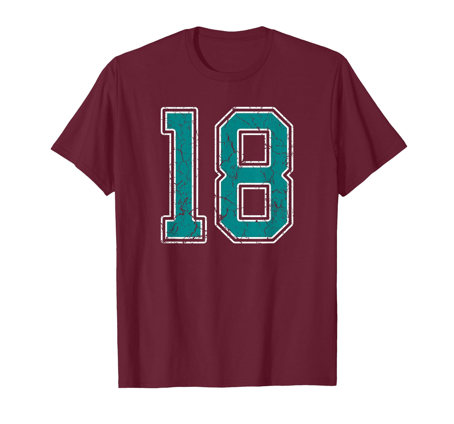 Teal and White Number 18 Jersey Player Uniform #18 Fan T-Shirt