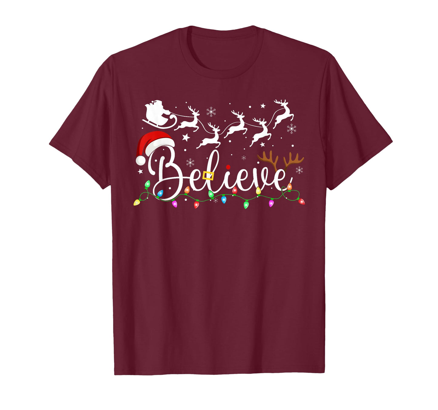 Believe Santa Claus Believe Christmas Matching Pajama Xmas T-Shirt