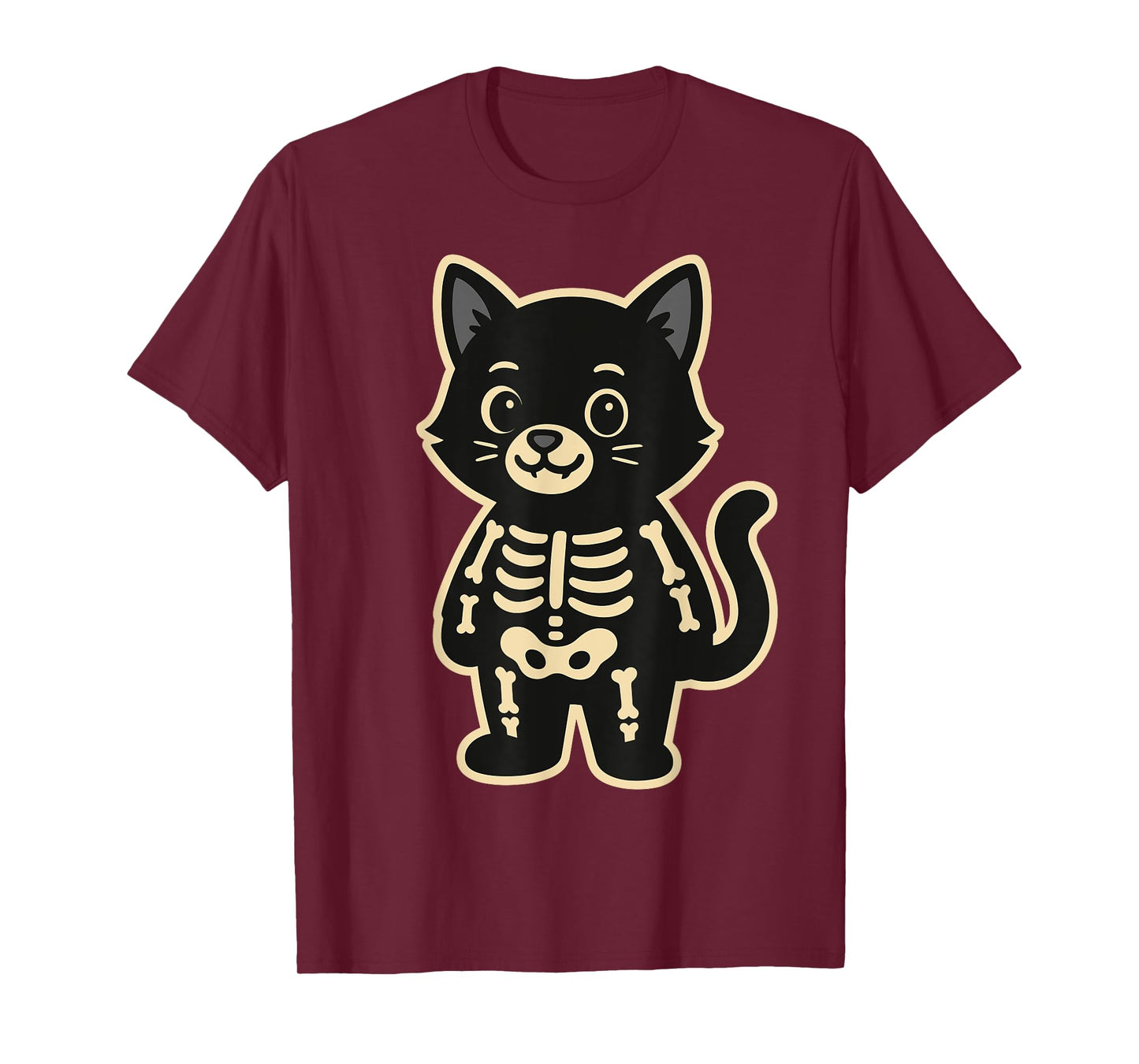Funny Cat Skeleton Costume for Kids Boys Girls Halloween T-Shirt