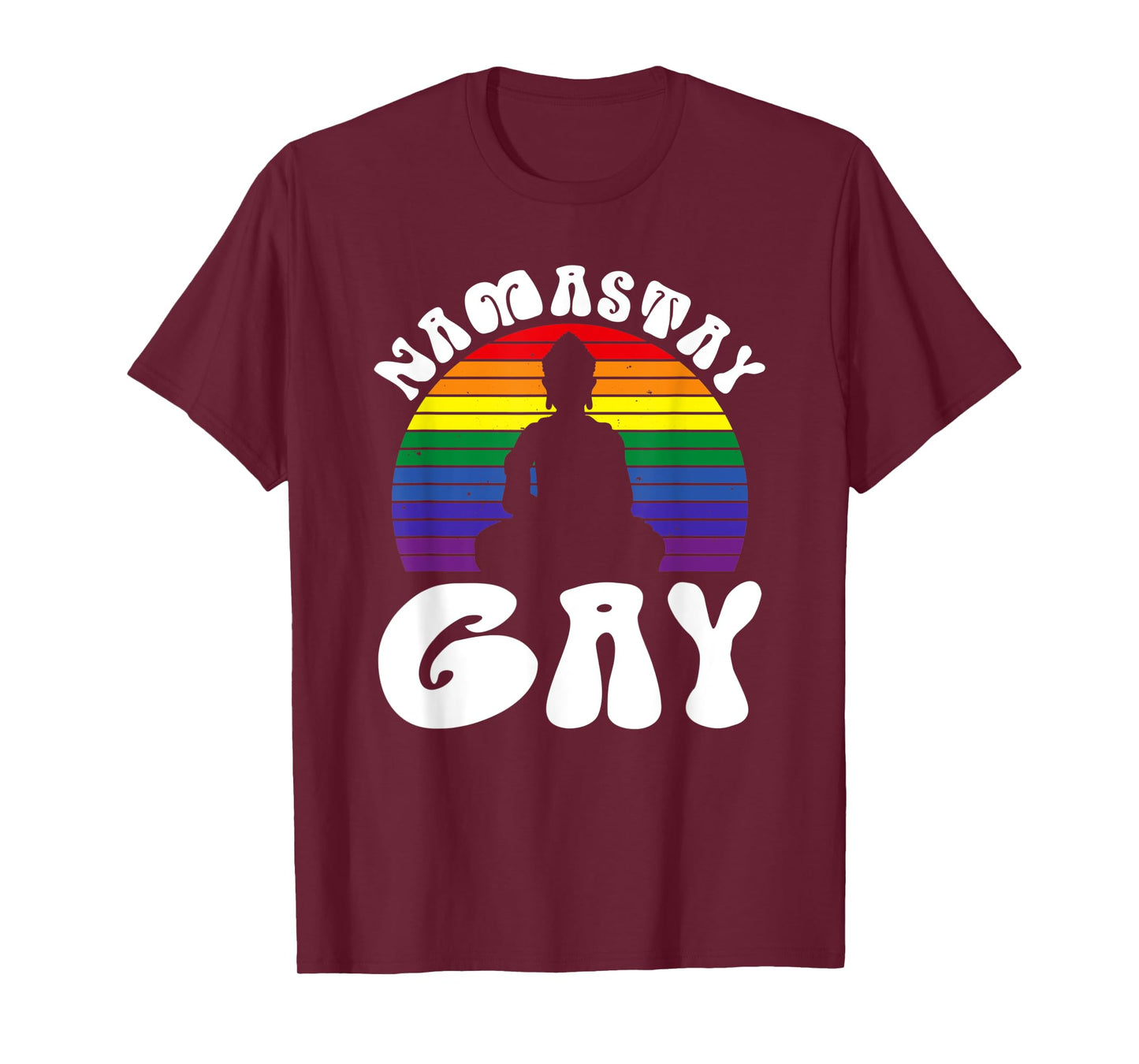 Namastay Gay Pride Meditation Buddha LGBTQ Rainbow Flag Ally T-Shirt