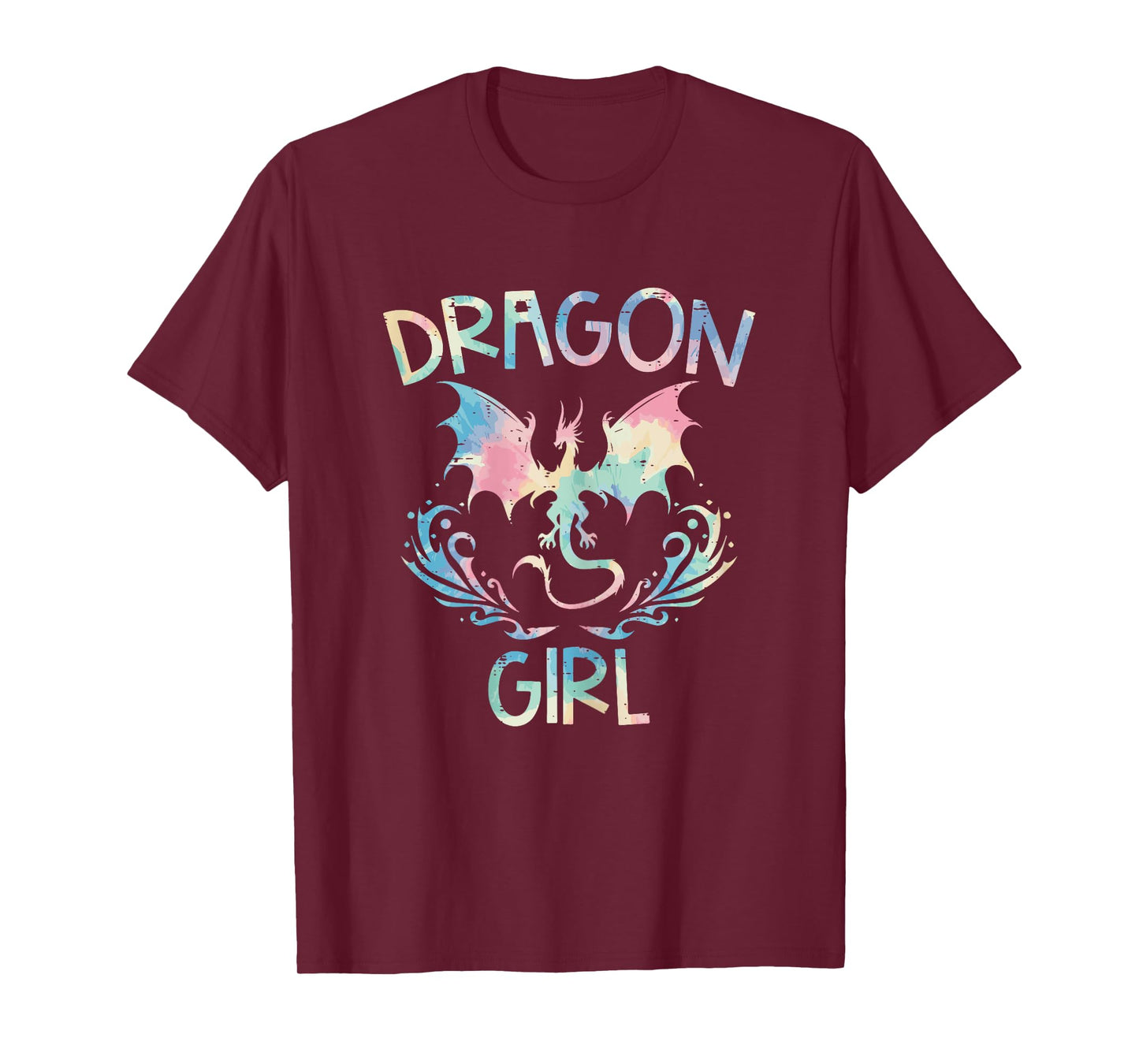 Dragon Girl Tie Dye Cute Fantasy Mythical Women Girls Kids T-Shirt