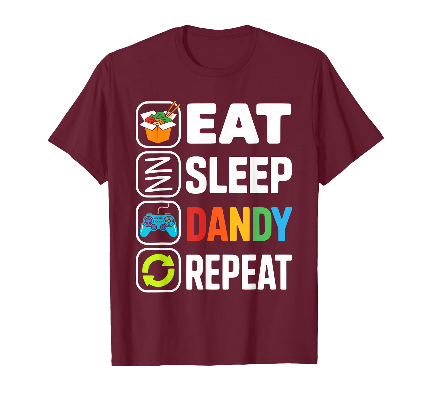 Retro Funny Gamer Eat Sleep Dandy Repeat Pixel Foodie T-Shirt
