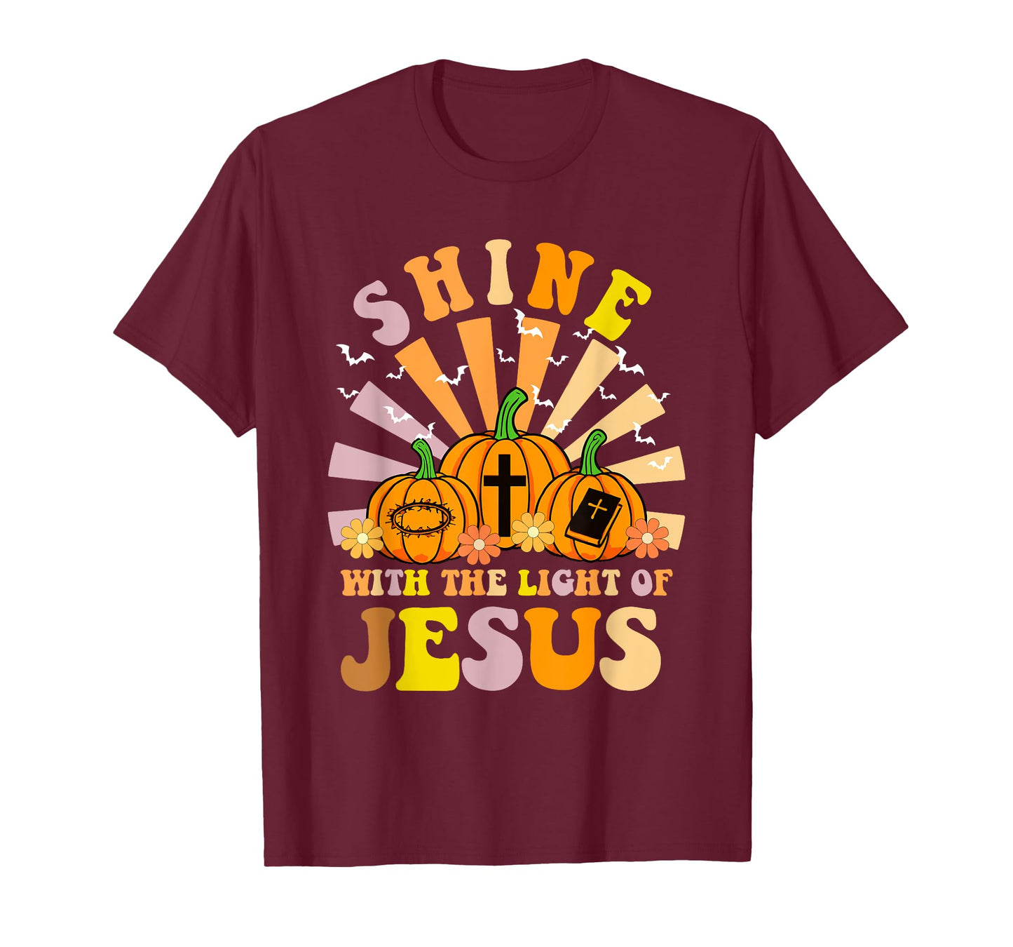 Shine with The Light of Jesus Christian Halloween Pumpkin T-Shirt