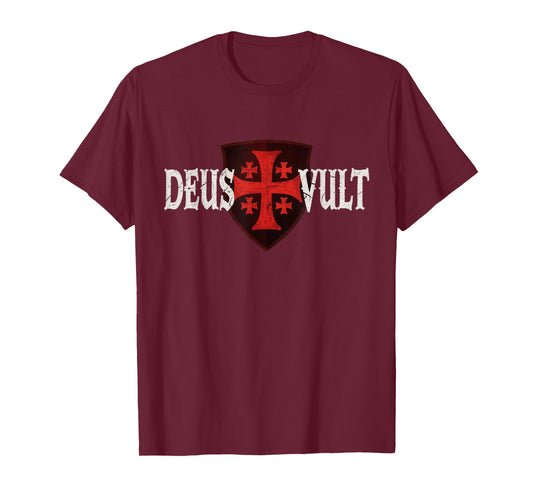 Deus Vult - Christian Knight - Jerusalem Cross T-Shirt