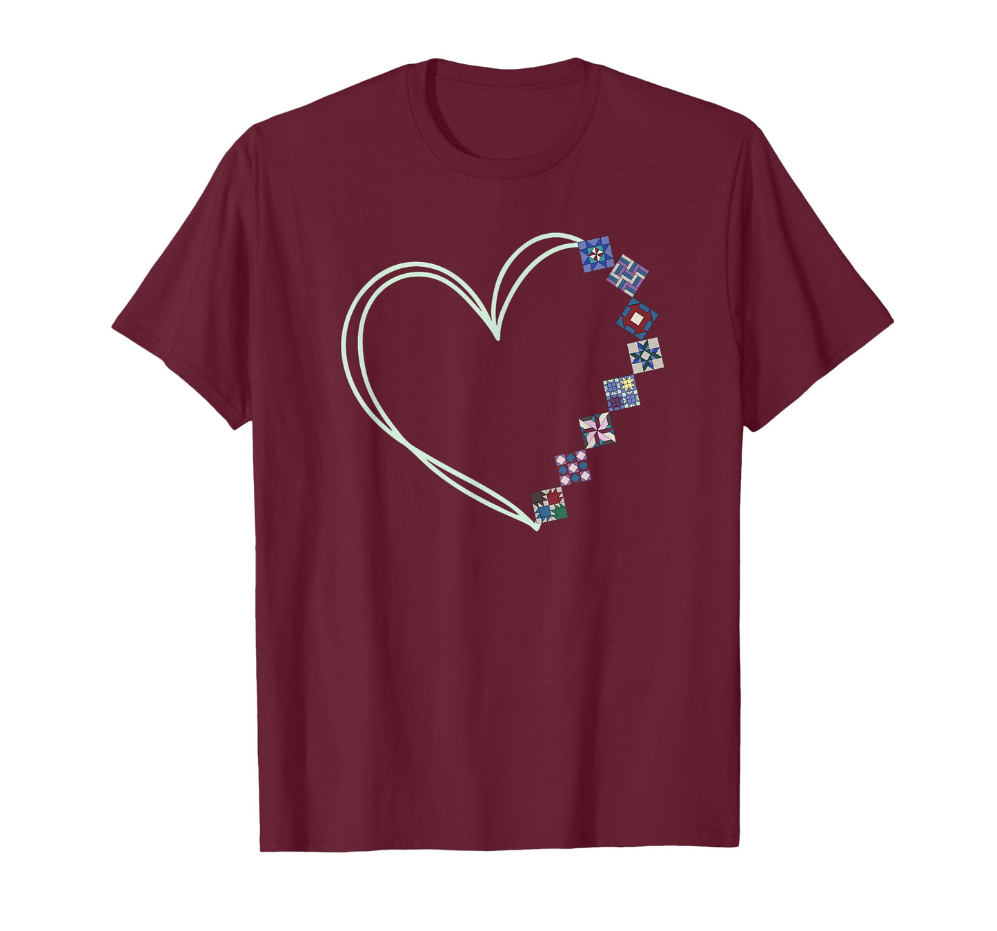 A Heart Made of Quilt Blocks Quilting T-Shirt