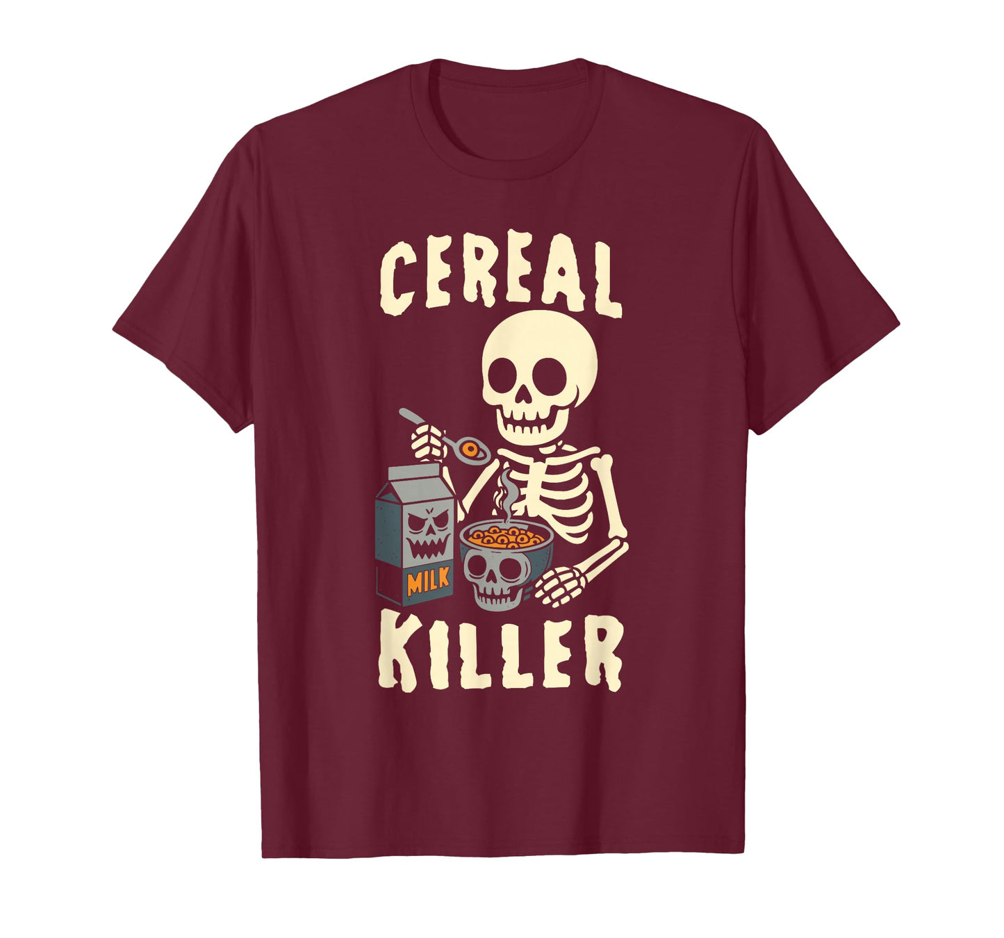 Cereal Killer Funny Skeleton Low Budget Halloween T-Shirt