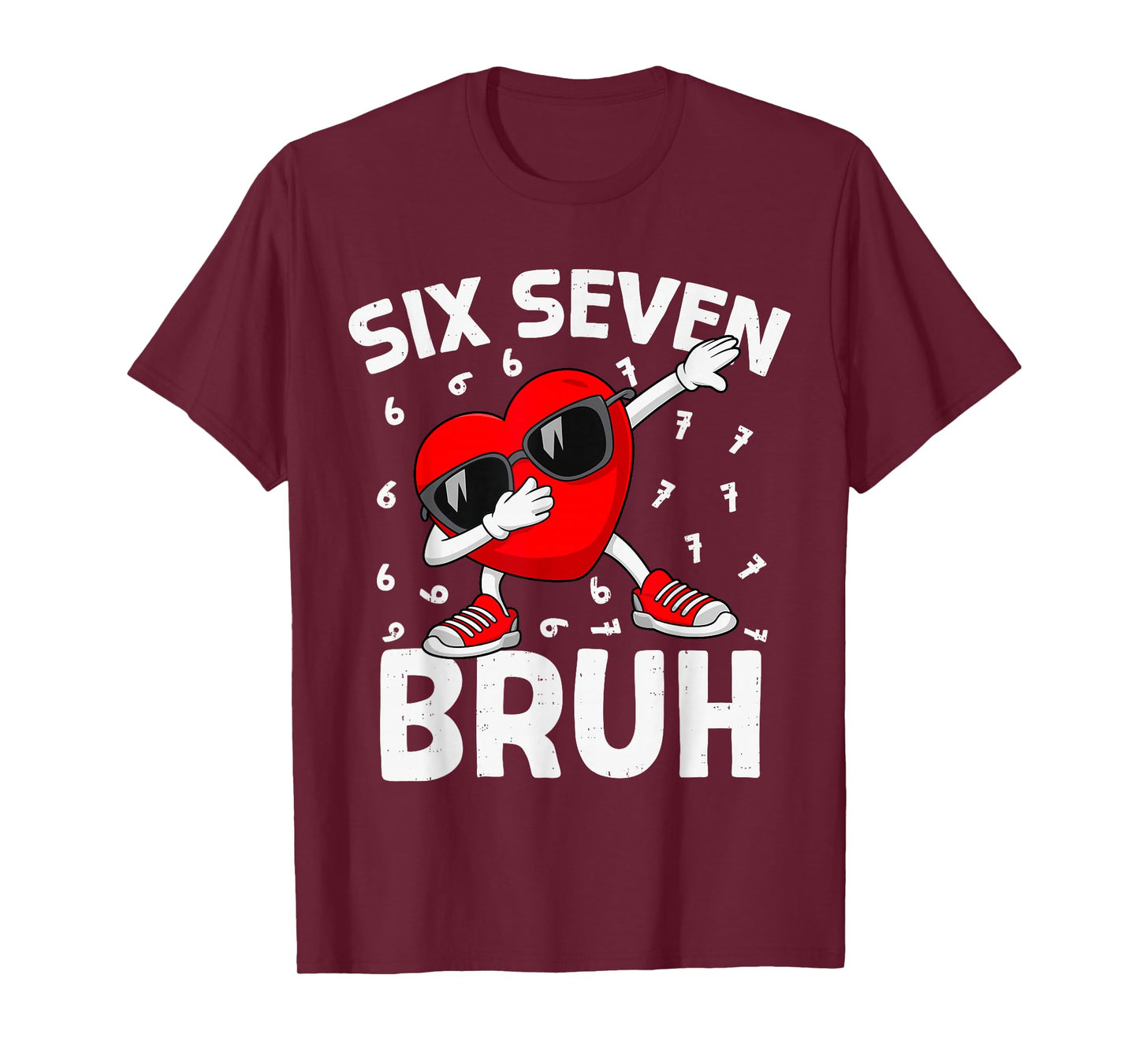 Valentines Day Six Seven Bruh 6 7 Meme Dab Heart Boys Kids T-Shirt