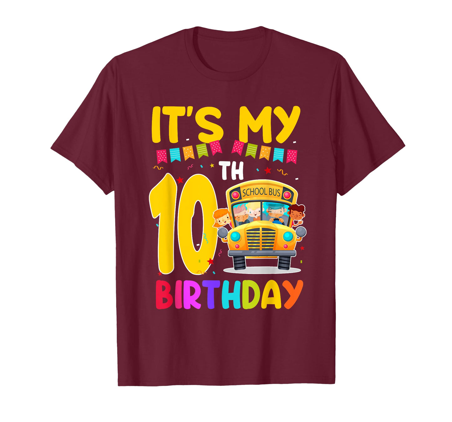 It's My 10th Birthday School Bus Theme 10 Year Old Birthday T-Shirt