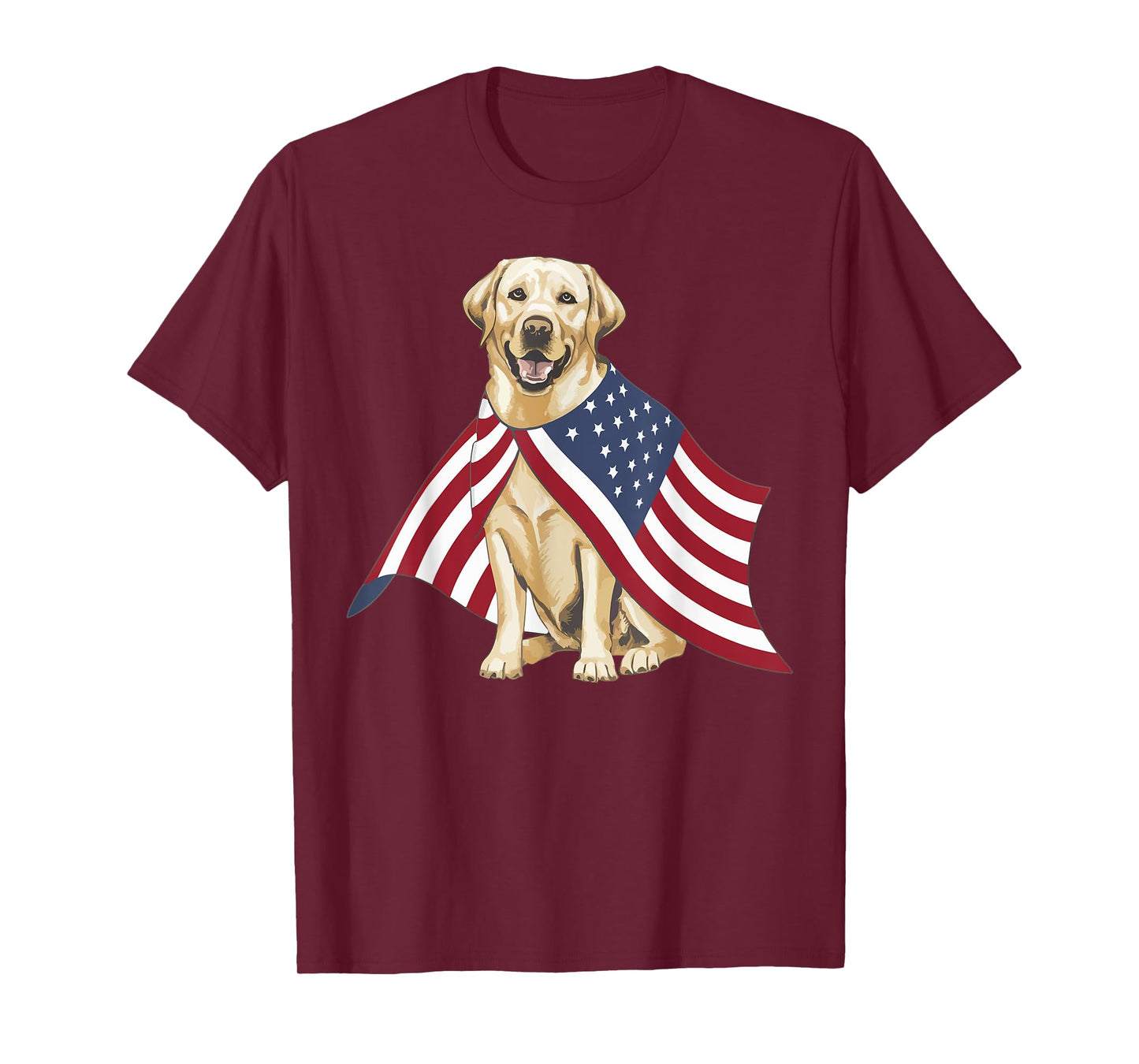 Yellow Labrador Labs Patriotic American Flag Dog 4th of July T-Shirt