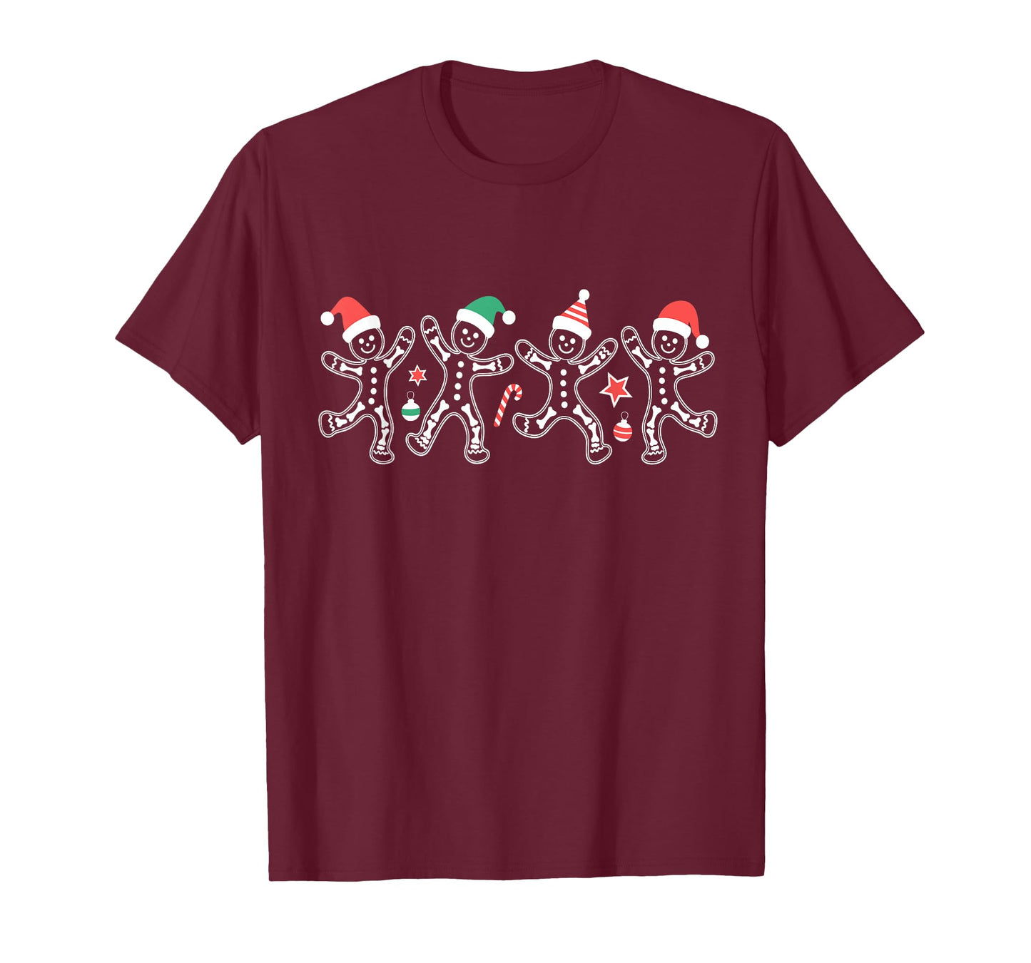 Gingerbread Skeleton Christmas Santa Hat Radiology Xray Tech T-Shirt