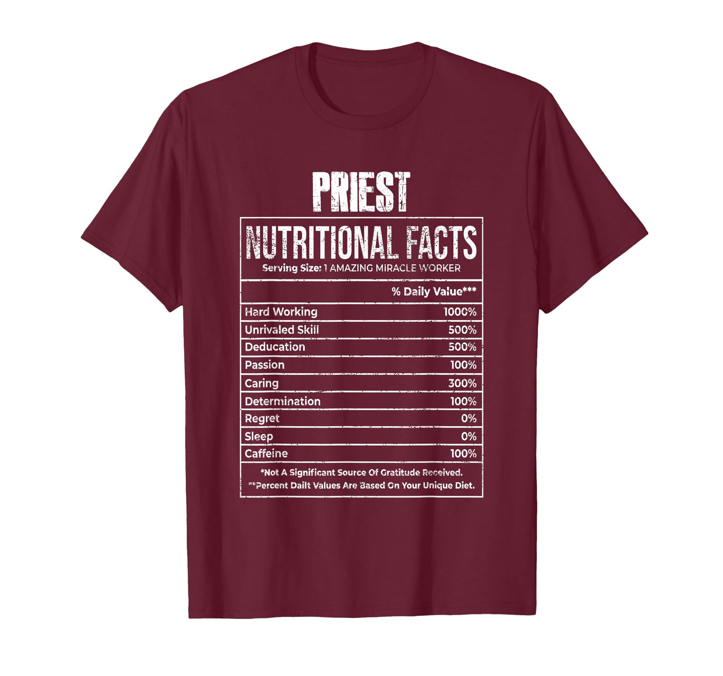 Nutritional Facts Priest Job Tittle T-Shirt