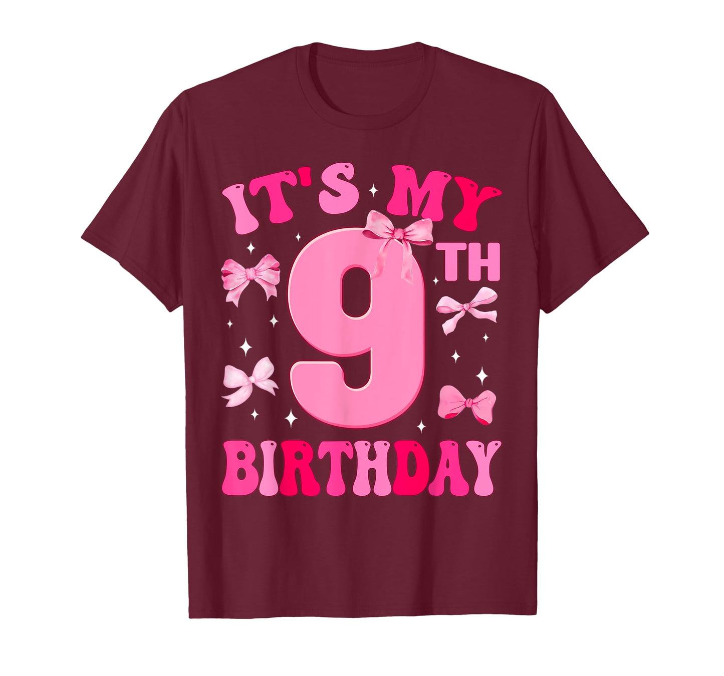 It's My 9th Birthday Girl Coquette Bow 9 Year Old Party Girl T-Shirt