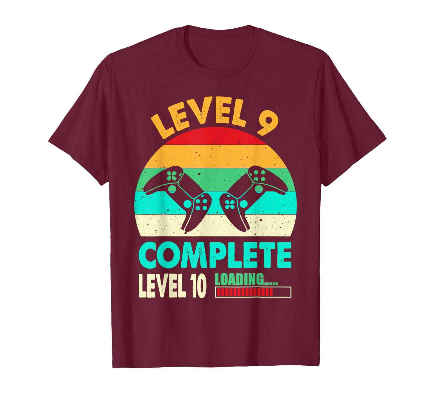 Funny Gamer 9th Wedding Anniversary Vintage Level 9 Complete T-Shirt