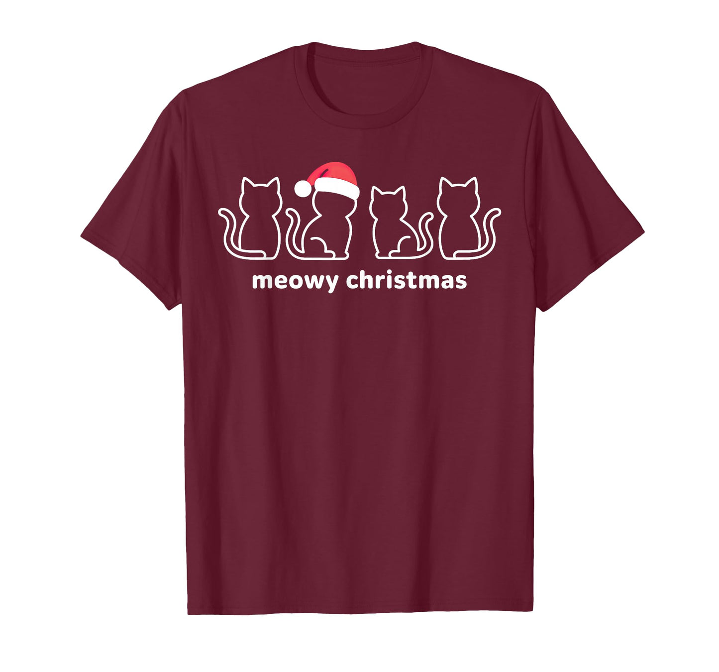 Meowy Catmas Cat Christmas Kitten Cats Santa Hat Xmas T-Shirt