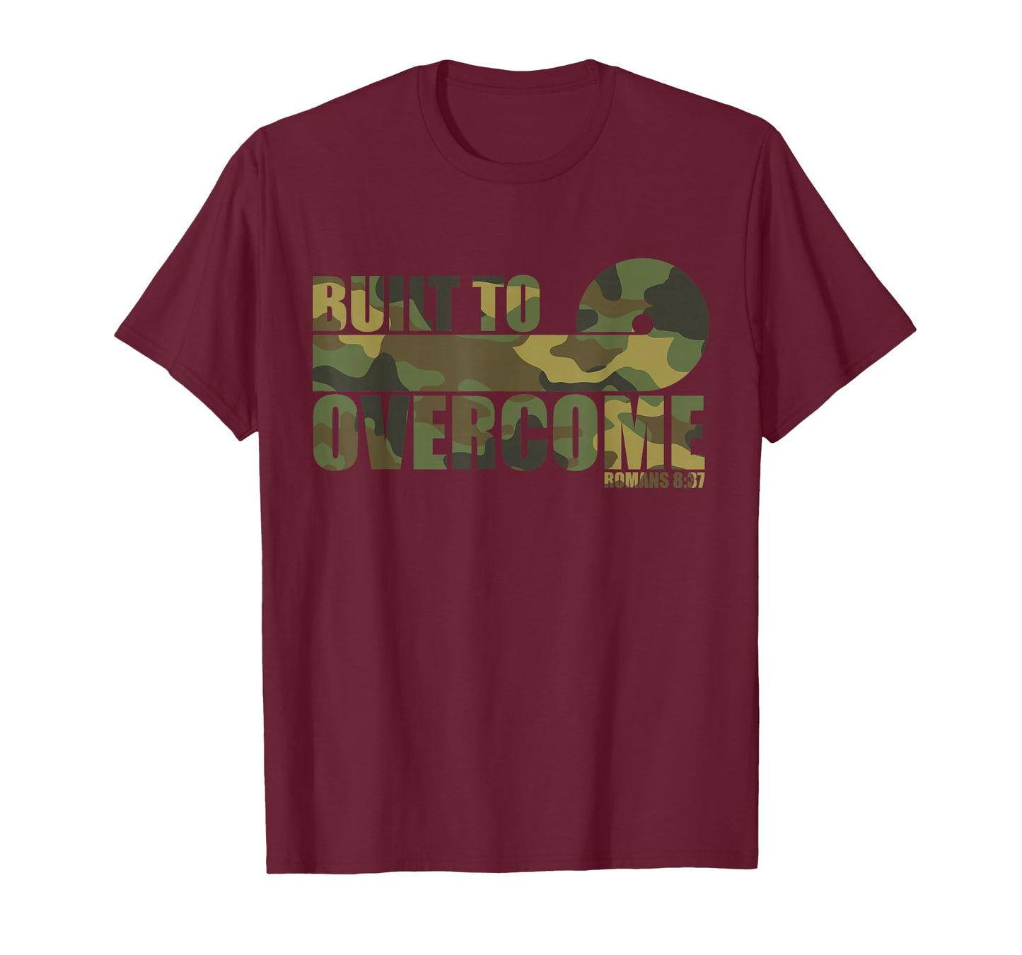 Built to Overcome Camo Scripture Gym Faith Christian Workout T-Shirt