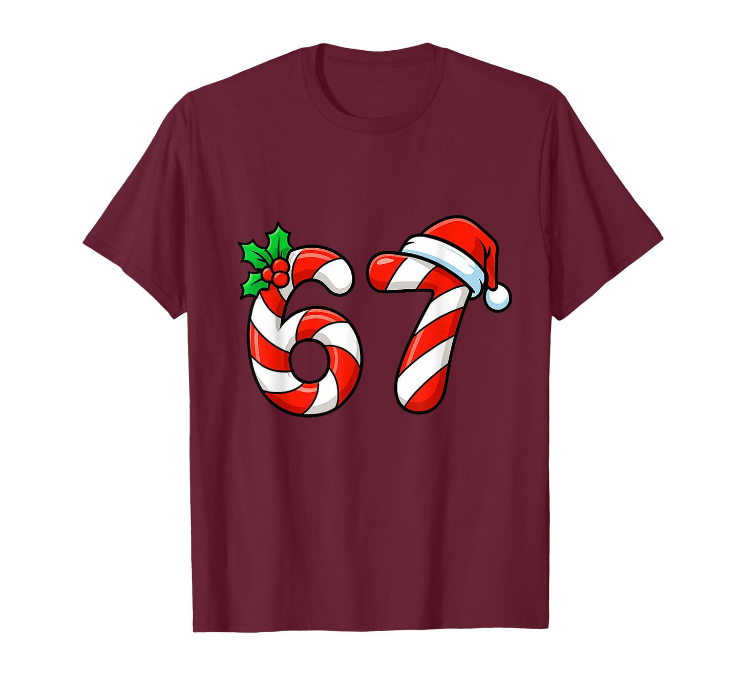Six Seven 67 Candy Canes Christmas Meme 6 7 Women Men Kids T-Shirt