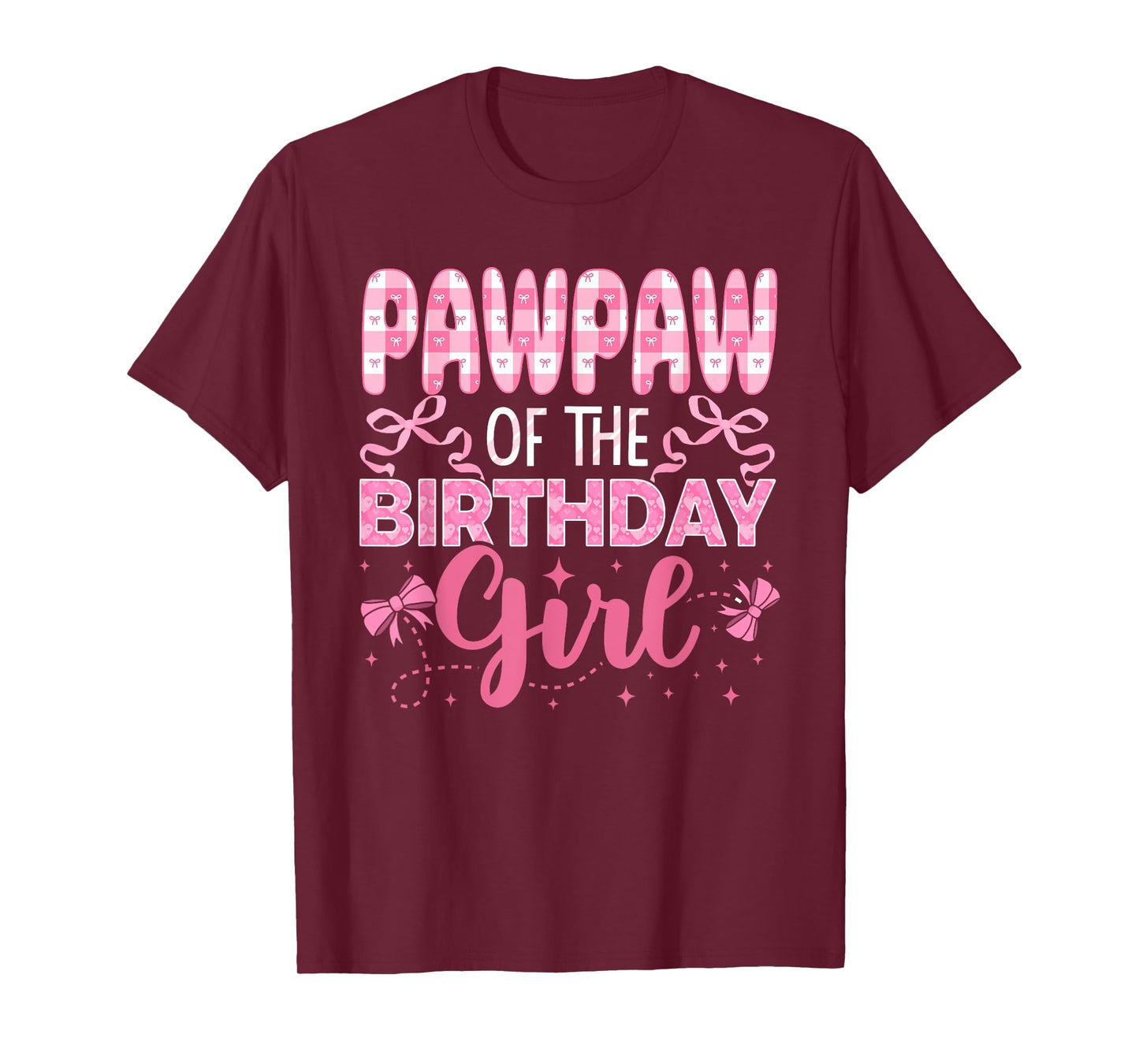 Pawpaw of The Birthday Girl Family Pink Coquette Bow T-Shirt