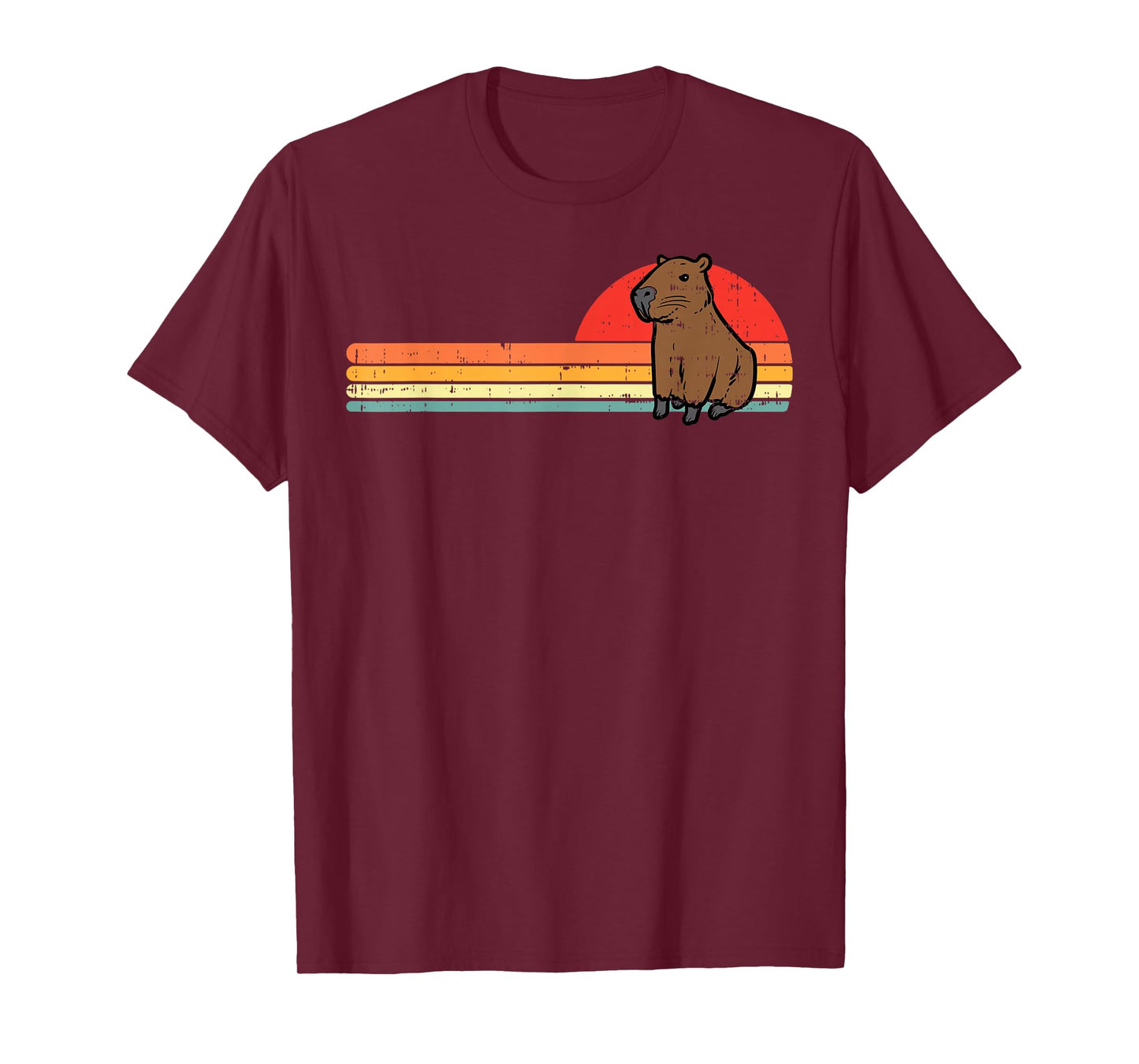 Capybara Chest Sunset Retro Capy Rodent Men Women Kids Youth T-Shirt