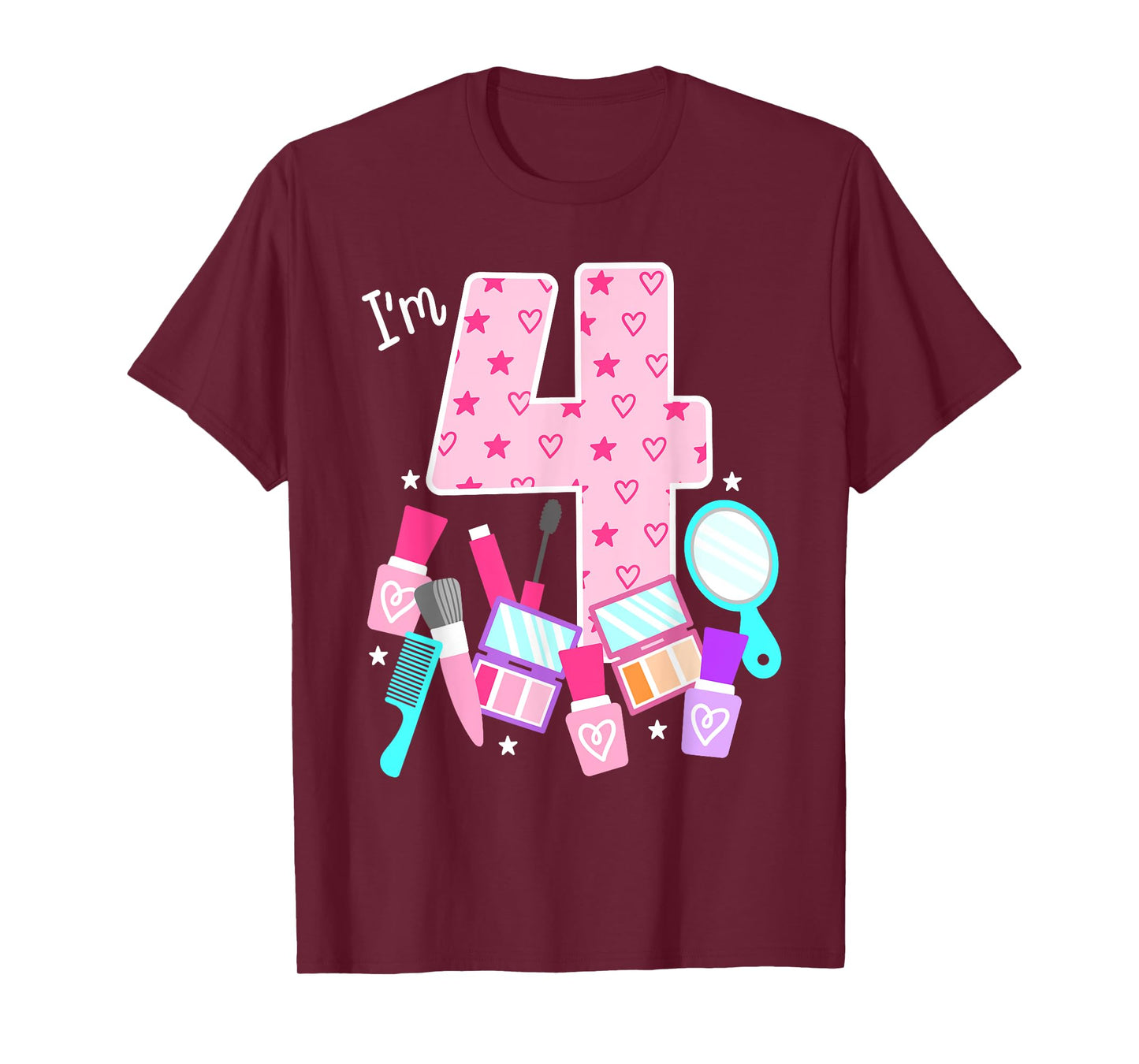 Spa Birthday Party I'm 4 Girls Makeup 4th Bday Kids Toddlers T-Shirt
