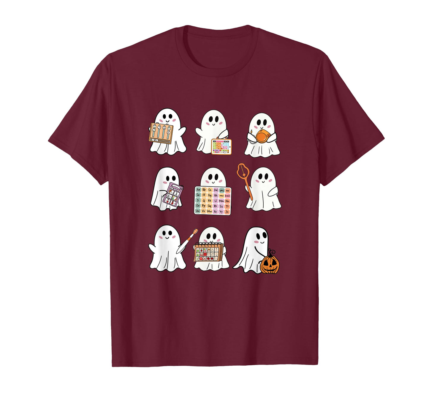 Retro SLP Ghost Halloween Speech Therapy Autumn Fall T-Shirt