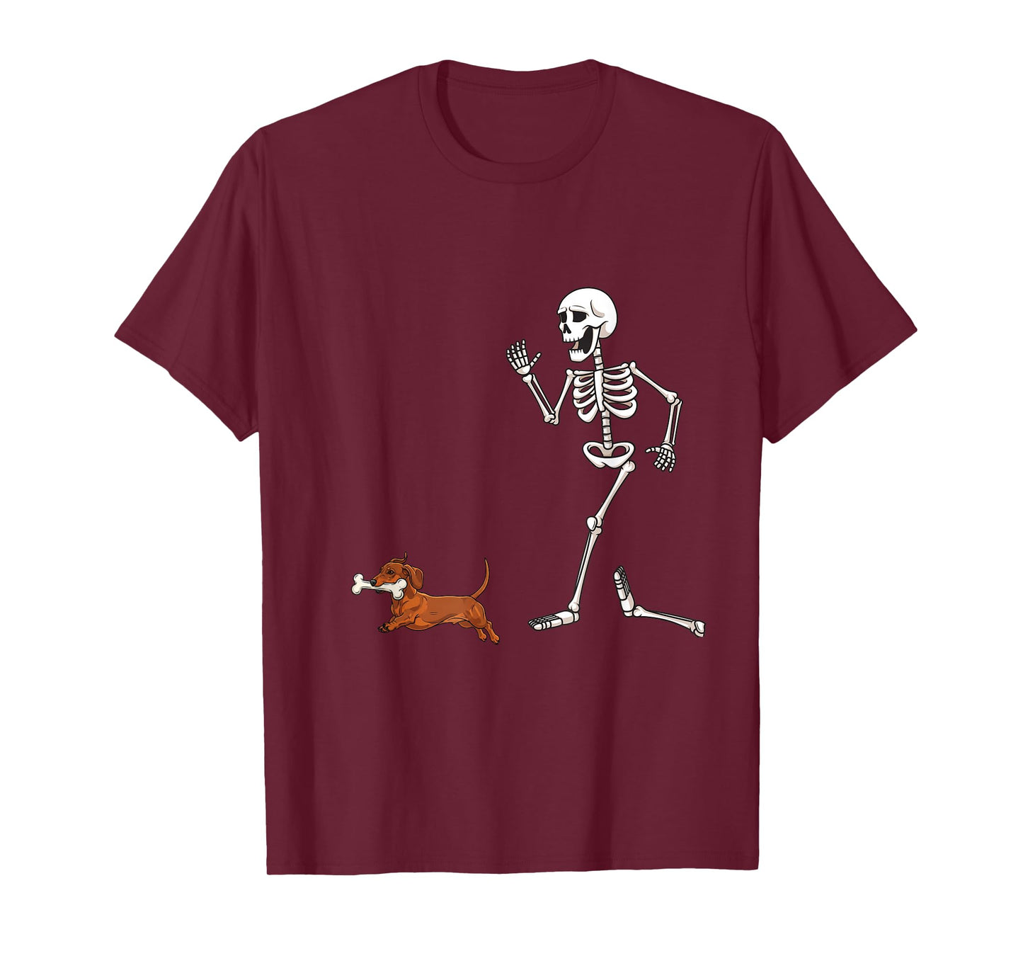 Funny Halloween Dachshund and Skeleton T-Shirt