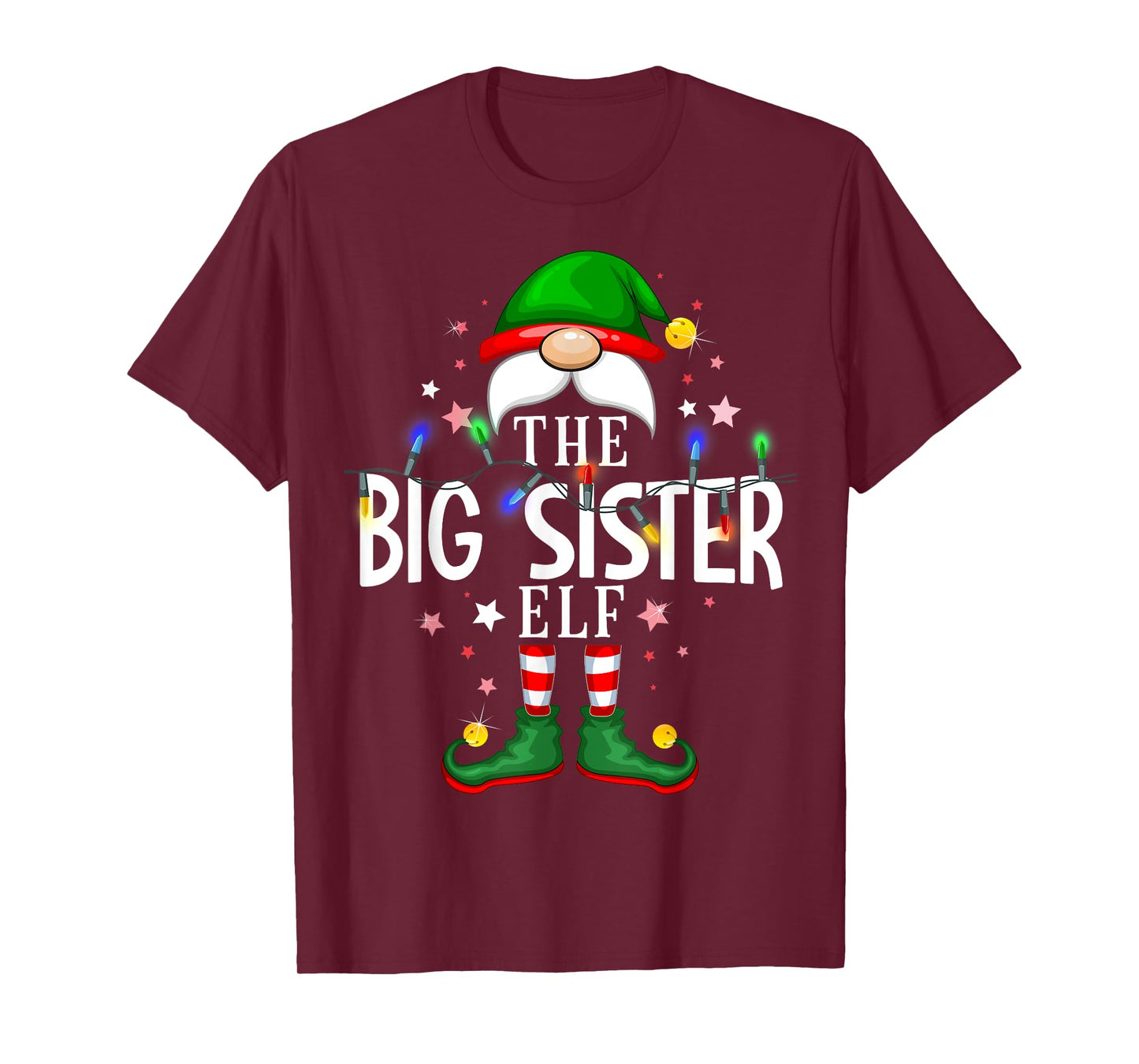 The Big Sister Elf Christmas Family Pajama Party T-Shirt