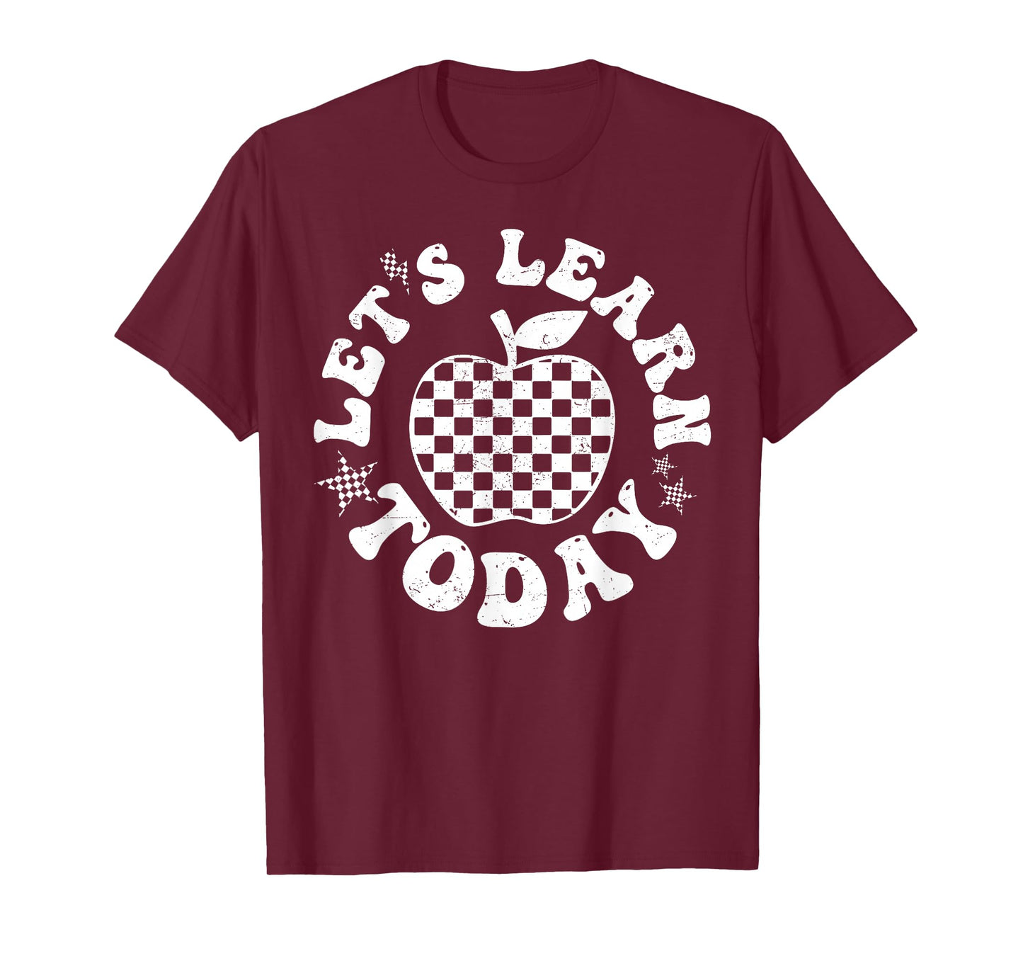 Let's Learn Today Checkered Apple Back To School Teacher T-Shirt