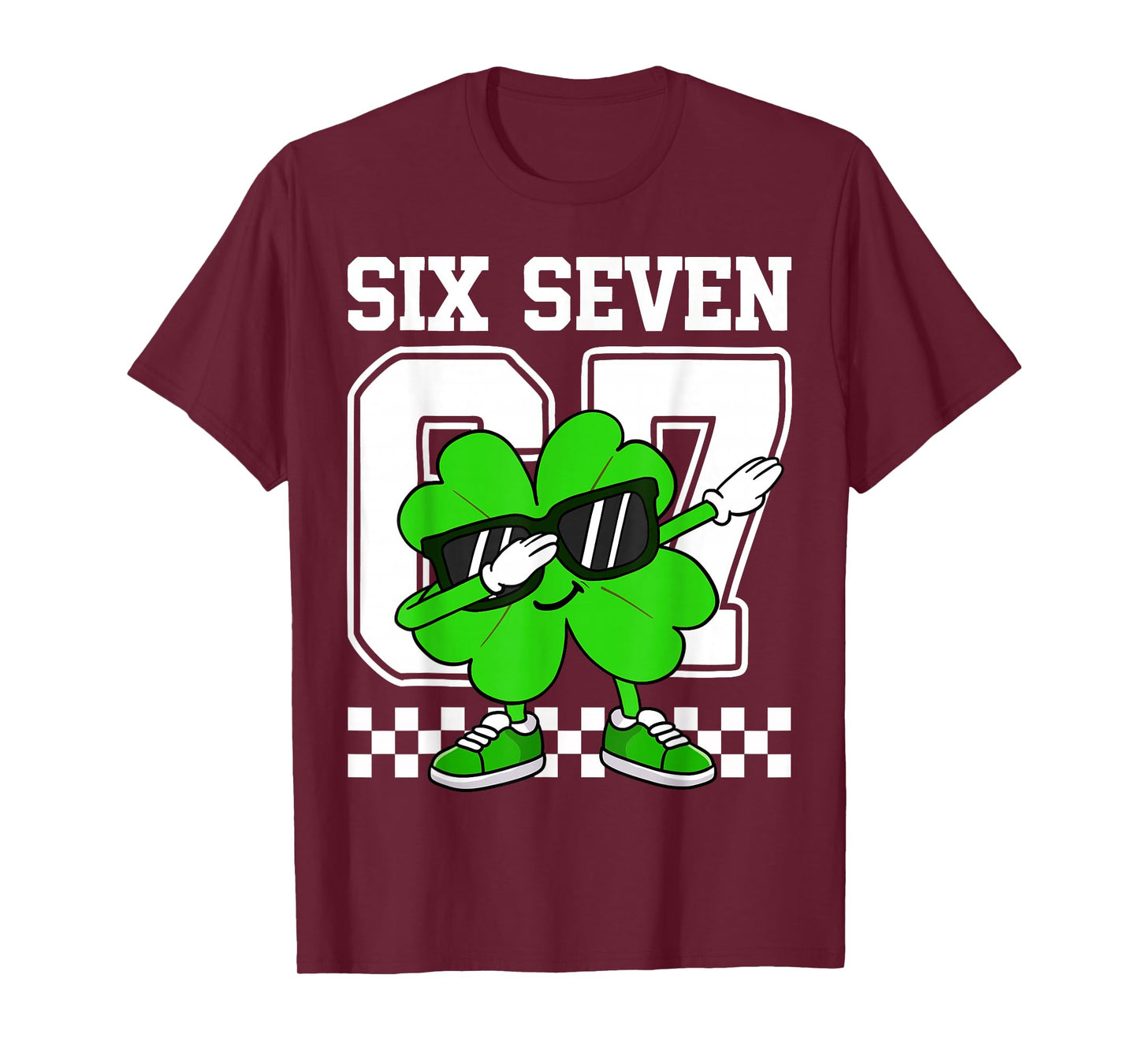 Boys St Patricks Day Dabbing Shamrock Clover 67 Six Seven T-Shirt