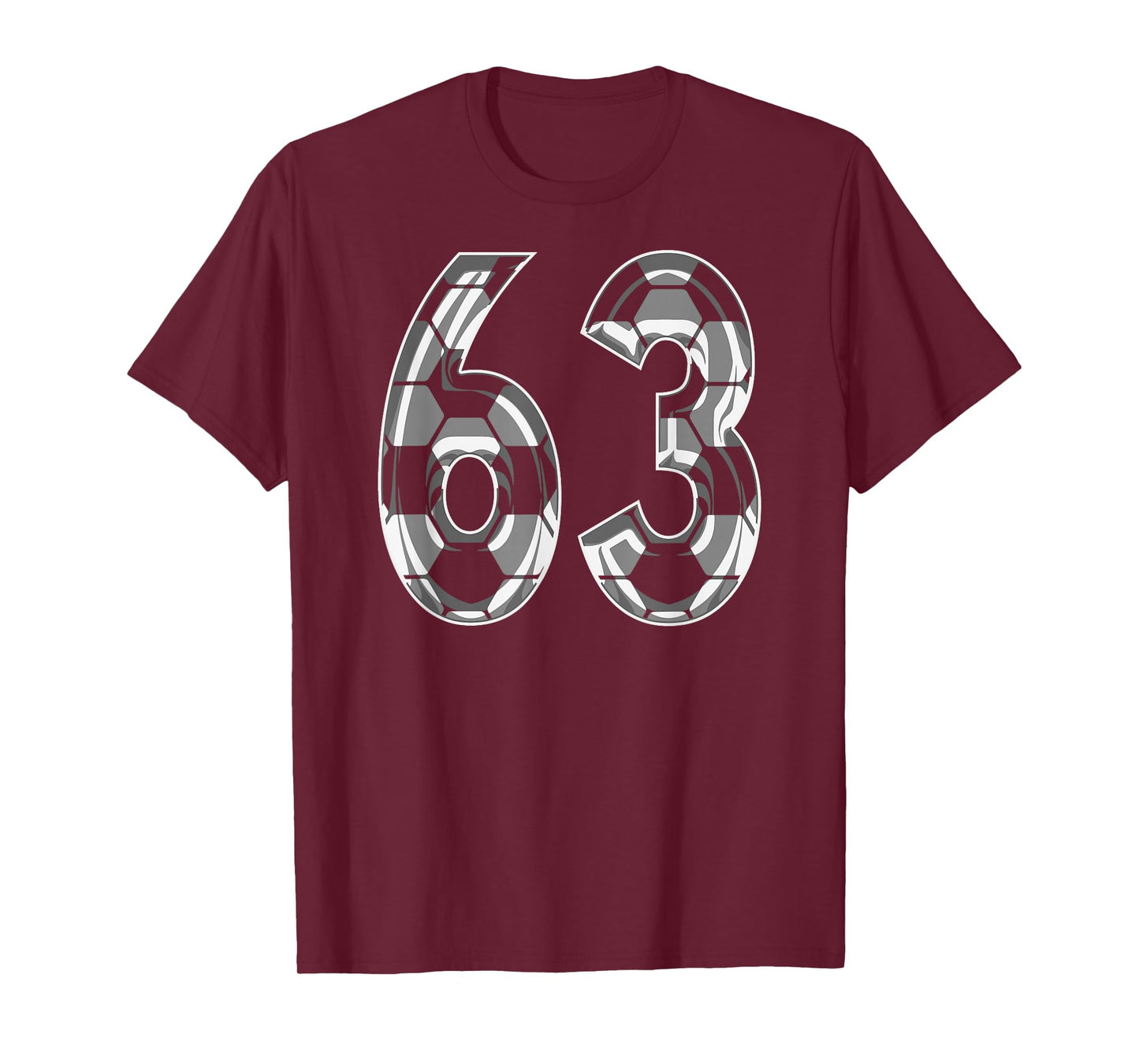 Silver Soccer Pattern Number 63 Jersey Player Uniform #63 T-Shirt
