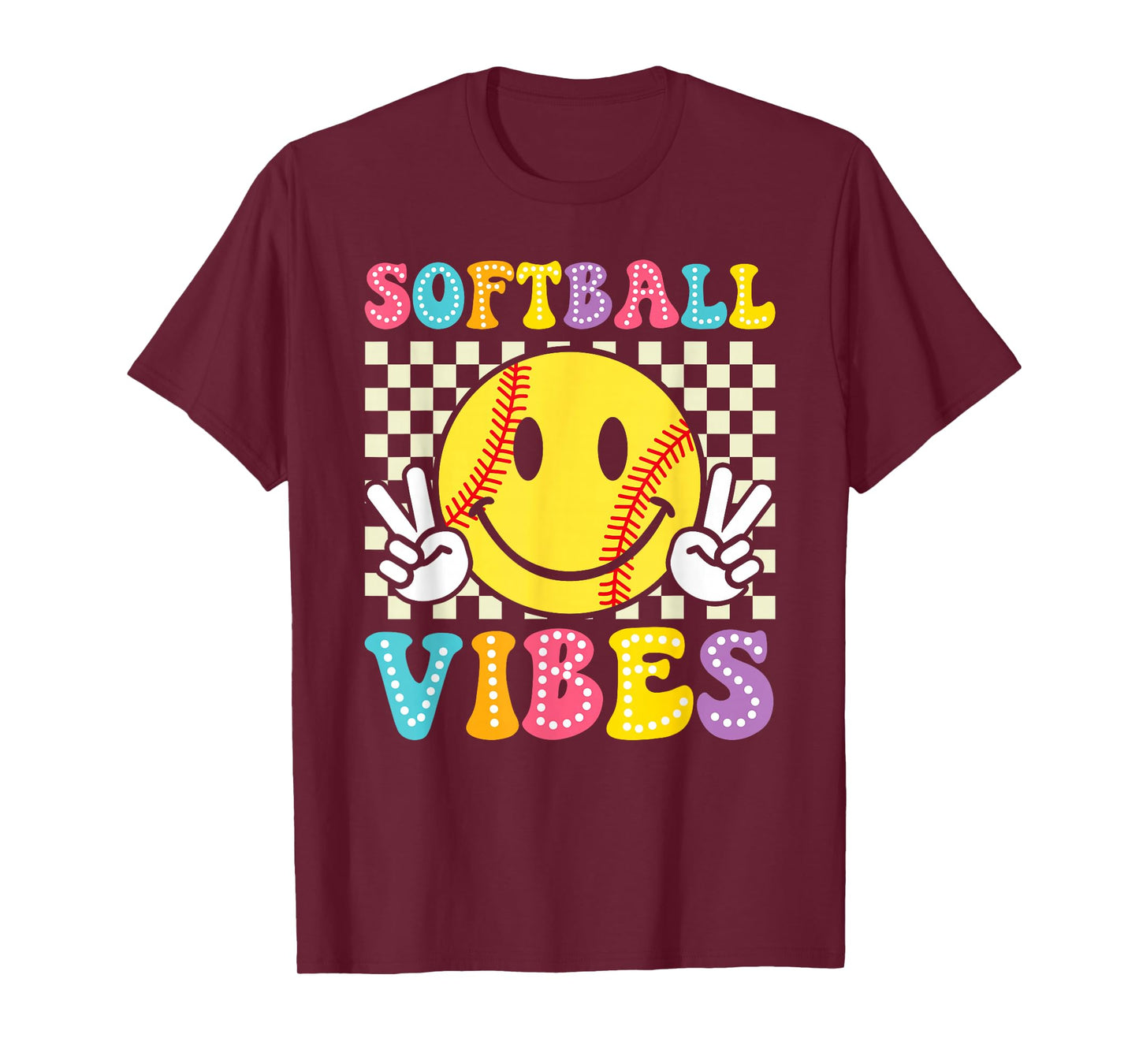 Softball Vibes Softball Retro Groovy Game Day Girls Women T-Shirt