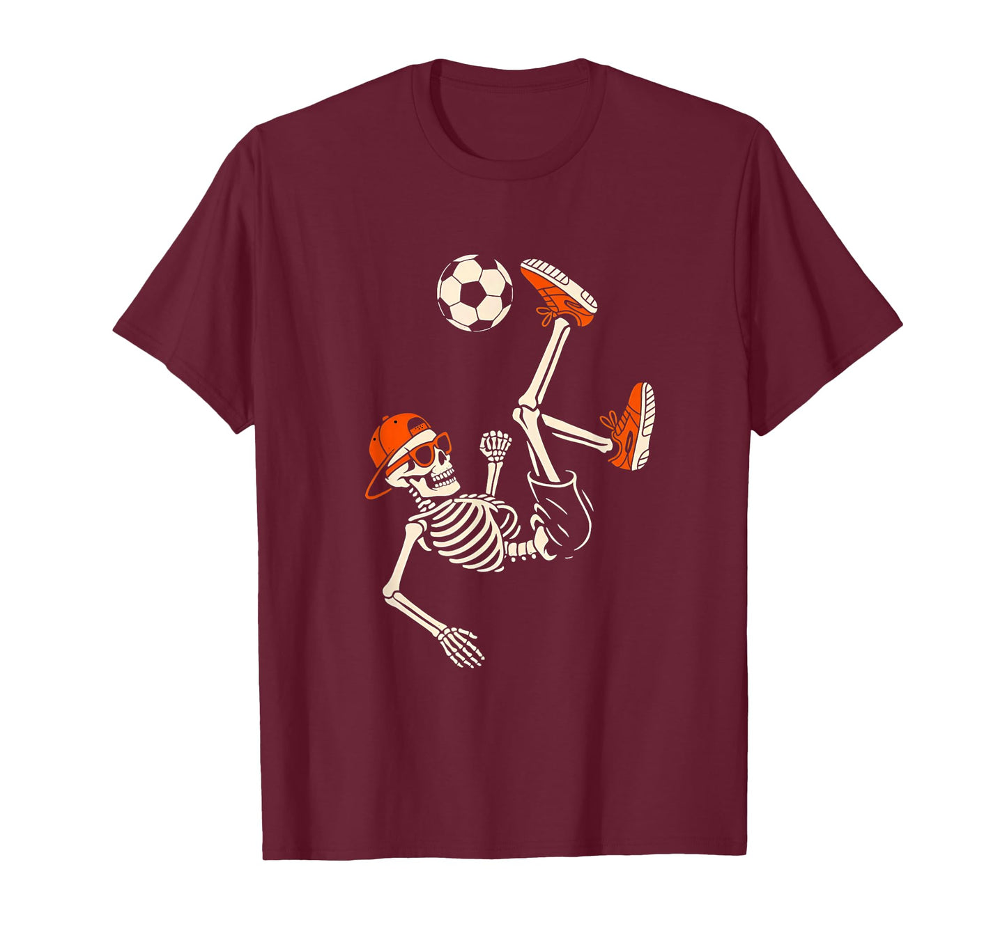 Halloween Skeleton Funny Soccer Shirt for Teens Boys Men T-Shirt