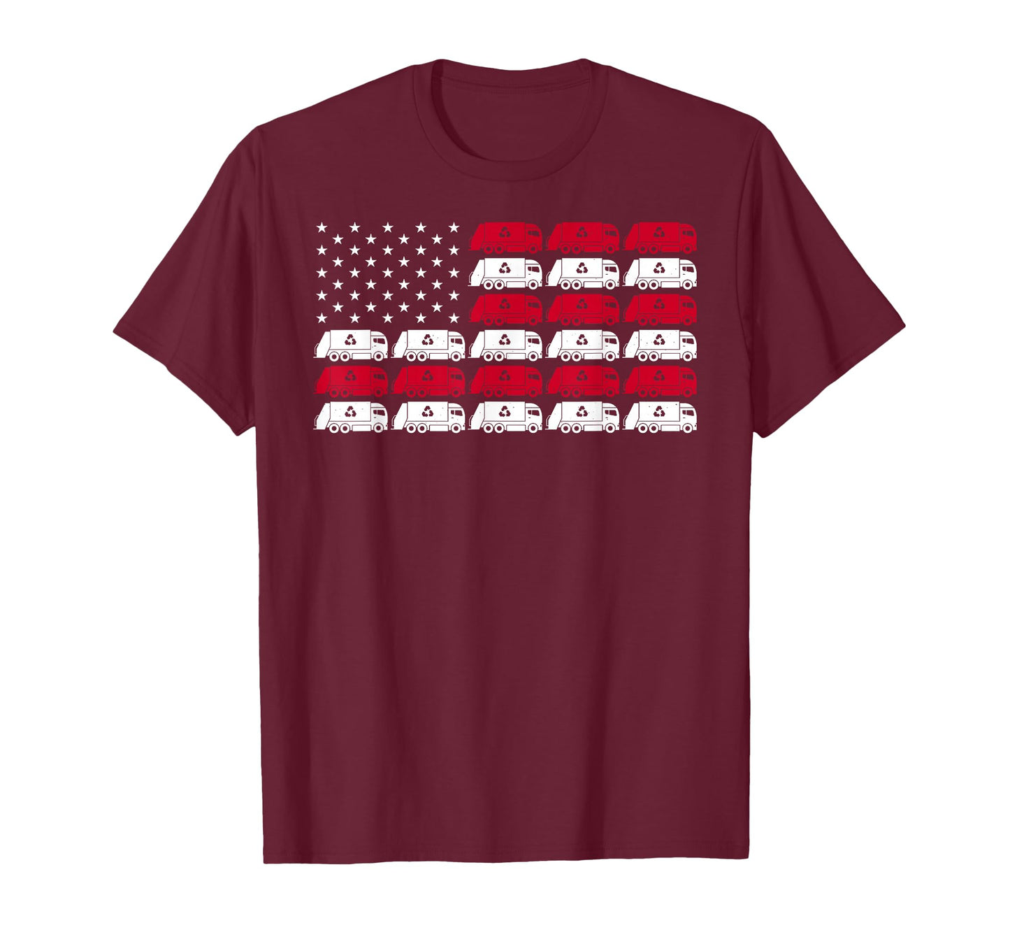 Garbage Truck USA American Flag Patriotic Men Women Boys T-Shirt