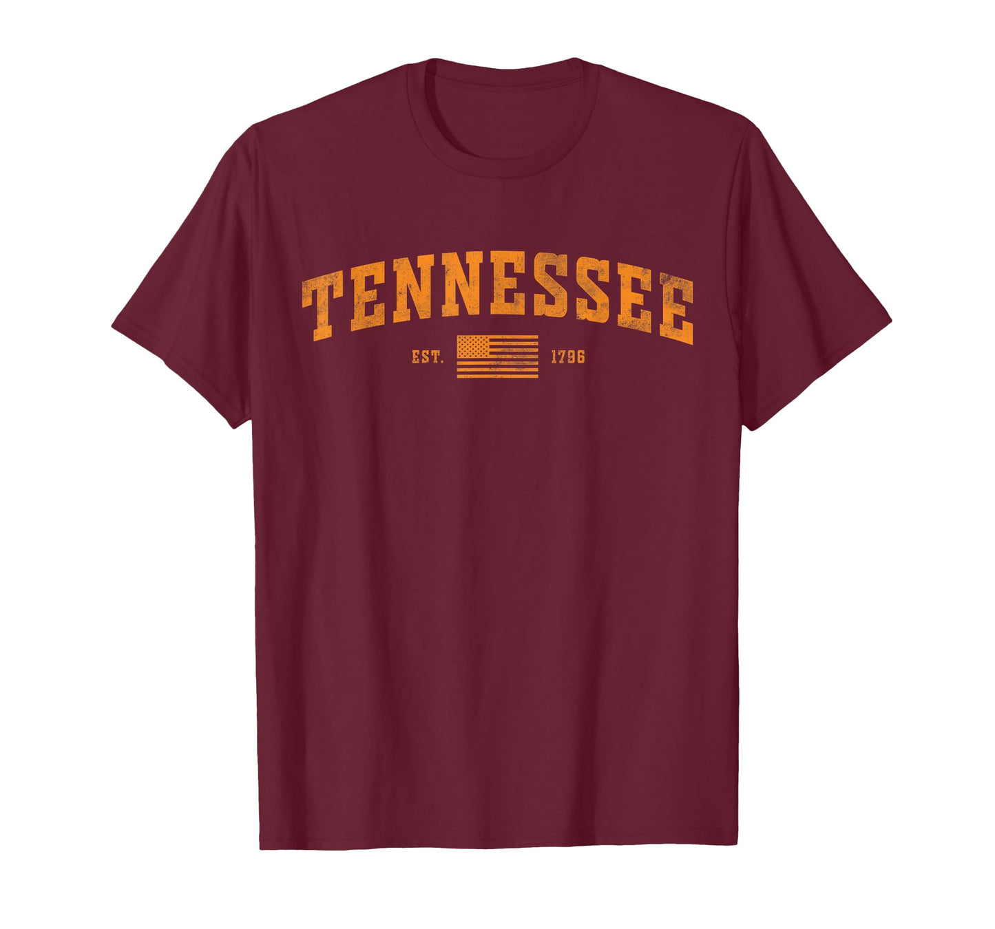Vintage Tennessee TN City Orange USA Flag 1796 for Men Woman T-Shirt