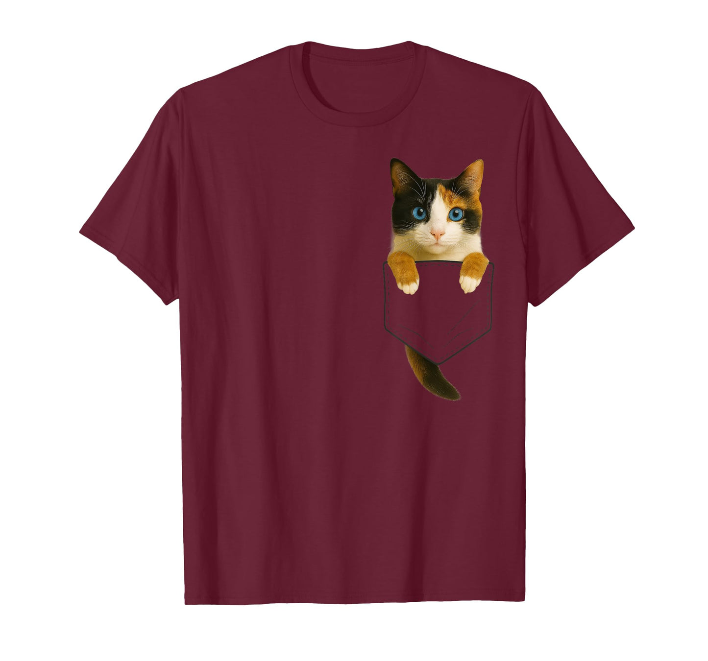 Cute Calico Cat Pocket Funny Gifts Cat Mom Cat Dad Cat Lover T-Shirt