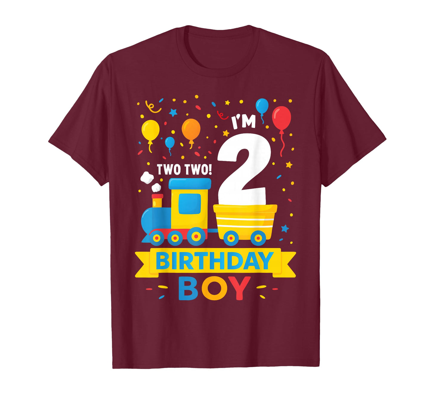 Two 2yr 2nd Kids Boys Girls Train Birthday Boy 2 Years Old T-Shirt
