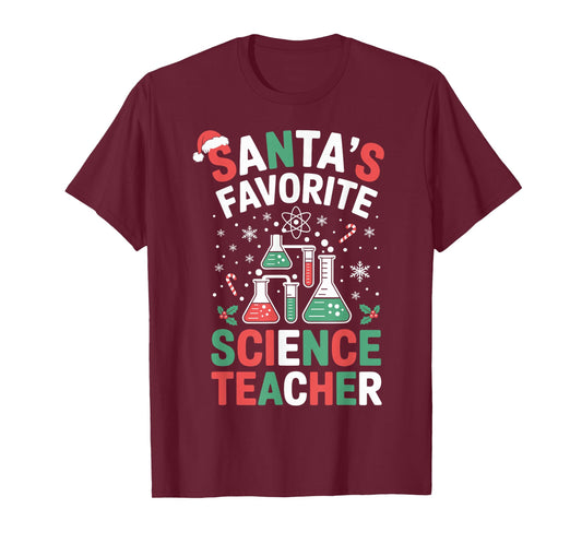 Santa's Favorite Science Teacher Funny Science Christmas T-Shirt