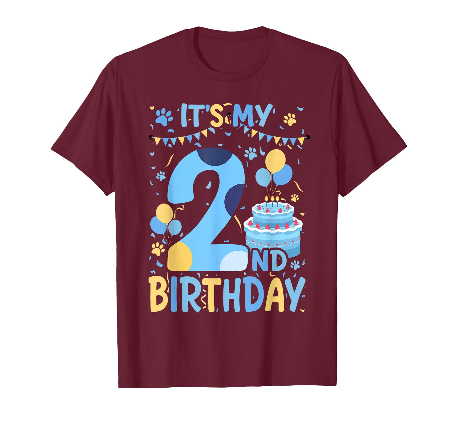 2nd Birthday Boy Blue Dog Theme Party Two Cool 2 Year Old T-Shirt