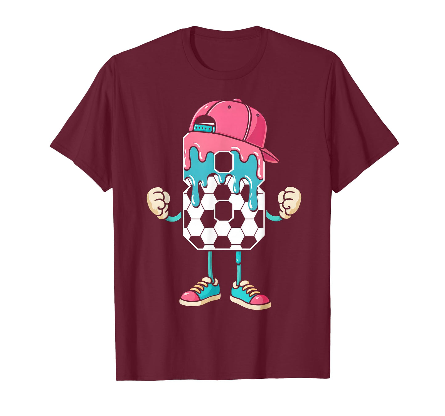 Soccer 8 Year Old Ice Cream Drip Youth 8th Birthday Boy 8 T-Shirt