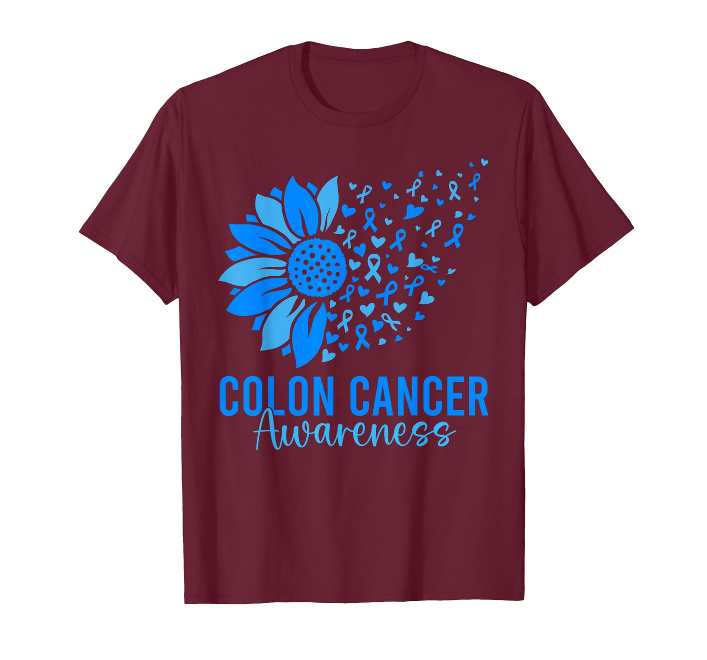 Blue Ribbon Sunflower Colon Cancer Awareness Colorectal T-Shirt
