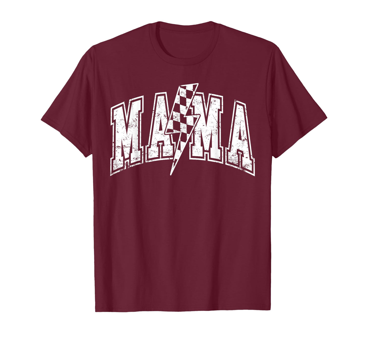 Mama Lightning Bolt Checkered Varsity Mom Women Mother's Day T-Shirt