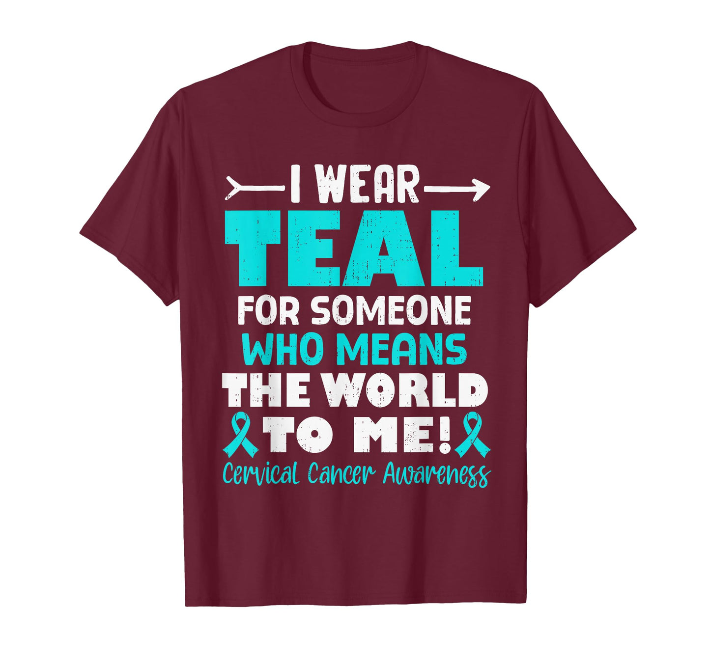 Cervical Cancer Awareness Ribbon Teal Support Men Women Kids T-Shirt