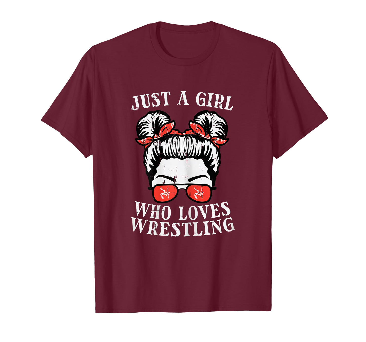 Just Girl Who Loves Wrestling Messy Bun Wrestler Women Kids T-Shirt
