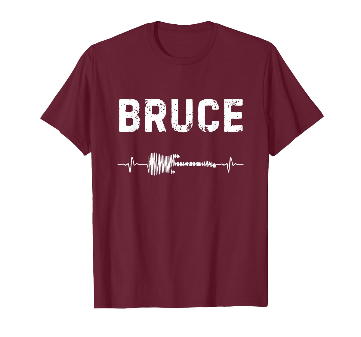 Bruce Guitar Heartbeat Music Guitarist Retro Vintage T-Shirt