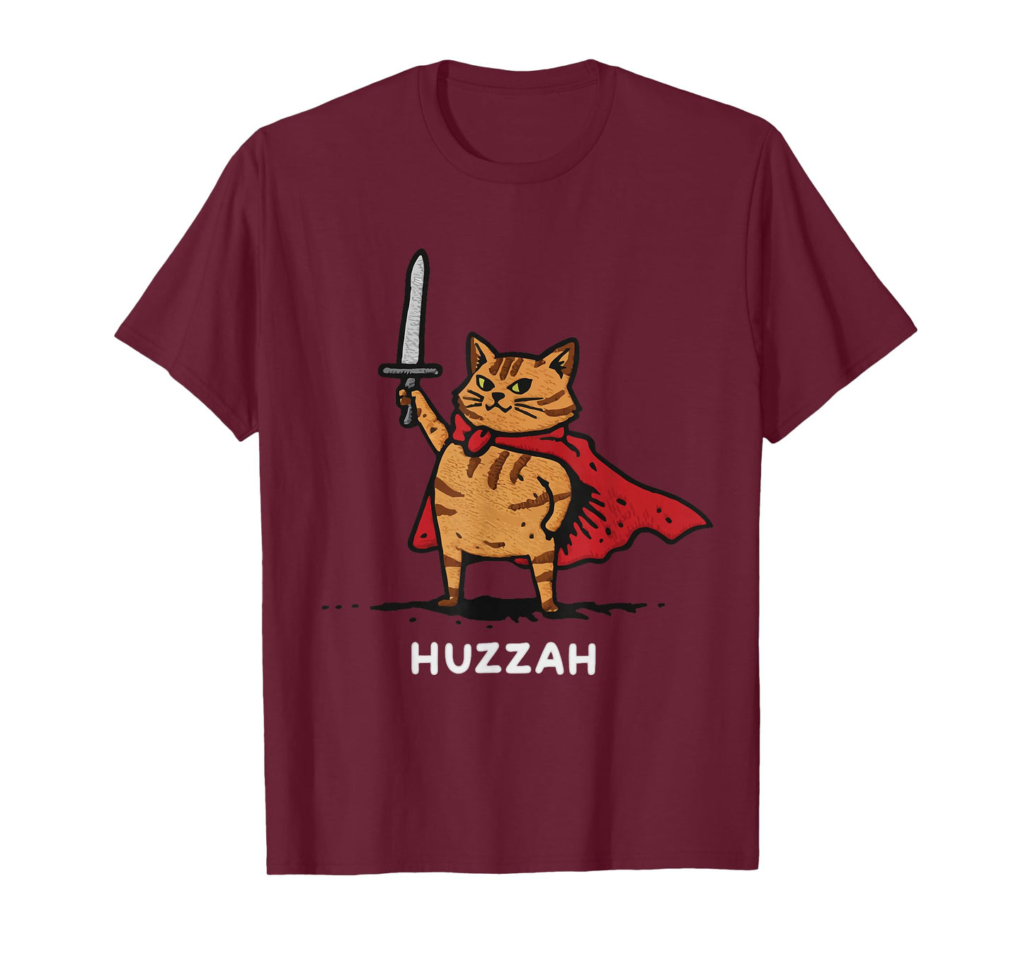Huzzah Cat Knight Funny Sword Meme Quote T-Shirt