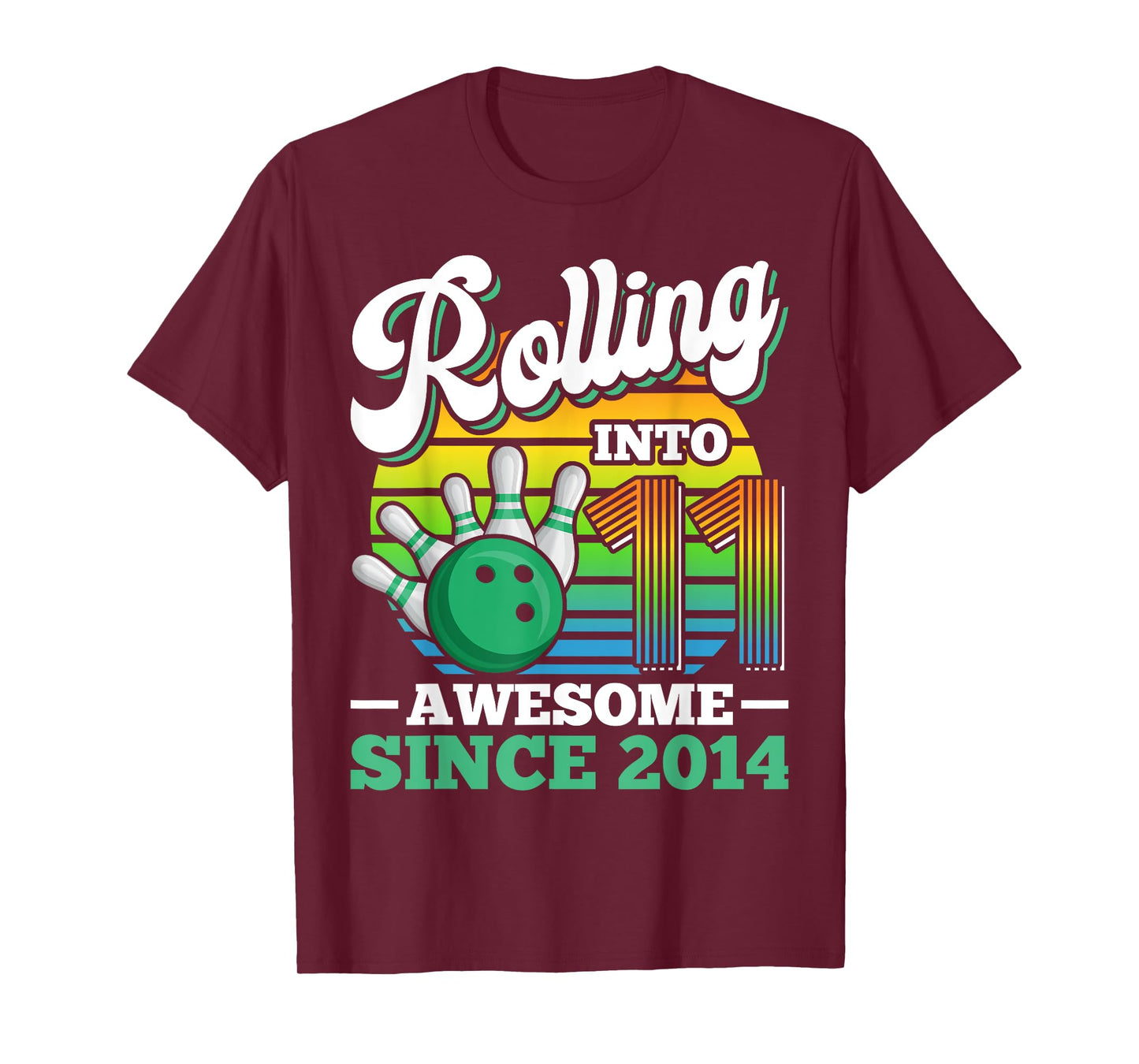 Bowling Birthday Party Rolling Into 11 Years 11th Birthday T-Shirt
