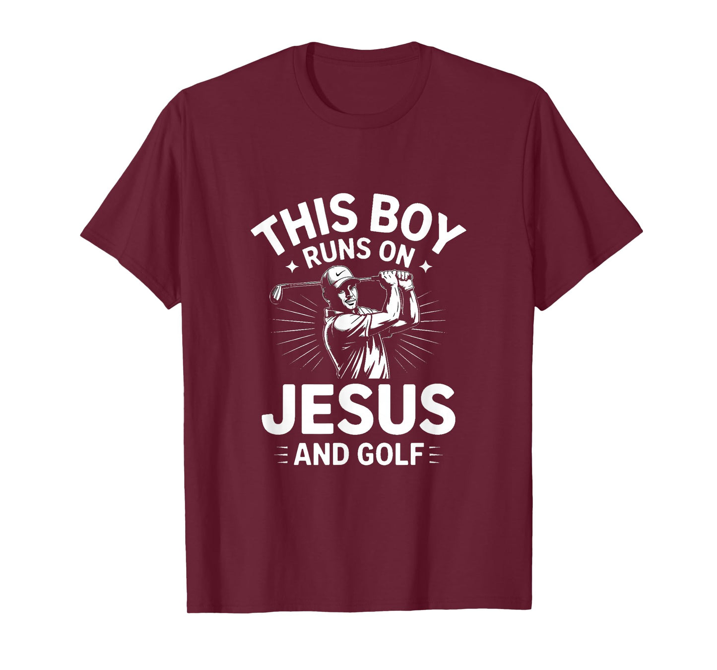 This Boy Runs On Jesus and Golf Christian Golfer T-Shirt